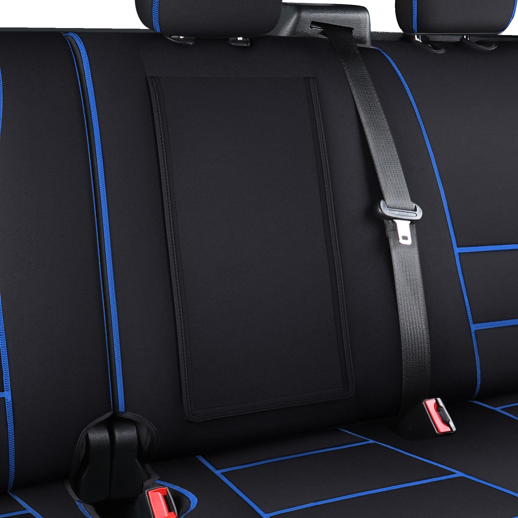 Waterproof Neoprene Front Car Seat Covers for 2015-2025 Ford F150 Crew Cab & 2017-2025 F250 F350 F450 Trucks - Durable Back Seat Protector (Blue & Black) | Perfect for Work Trucks, Off-Roading & Family Road Trips