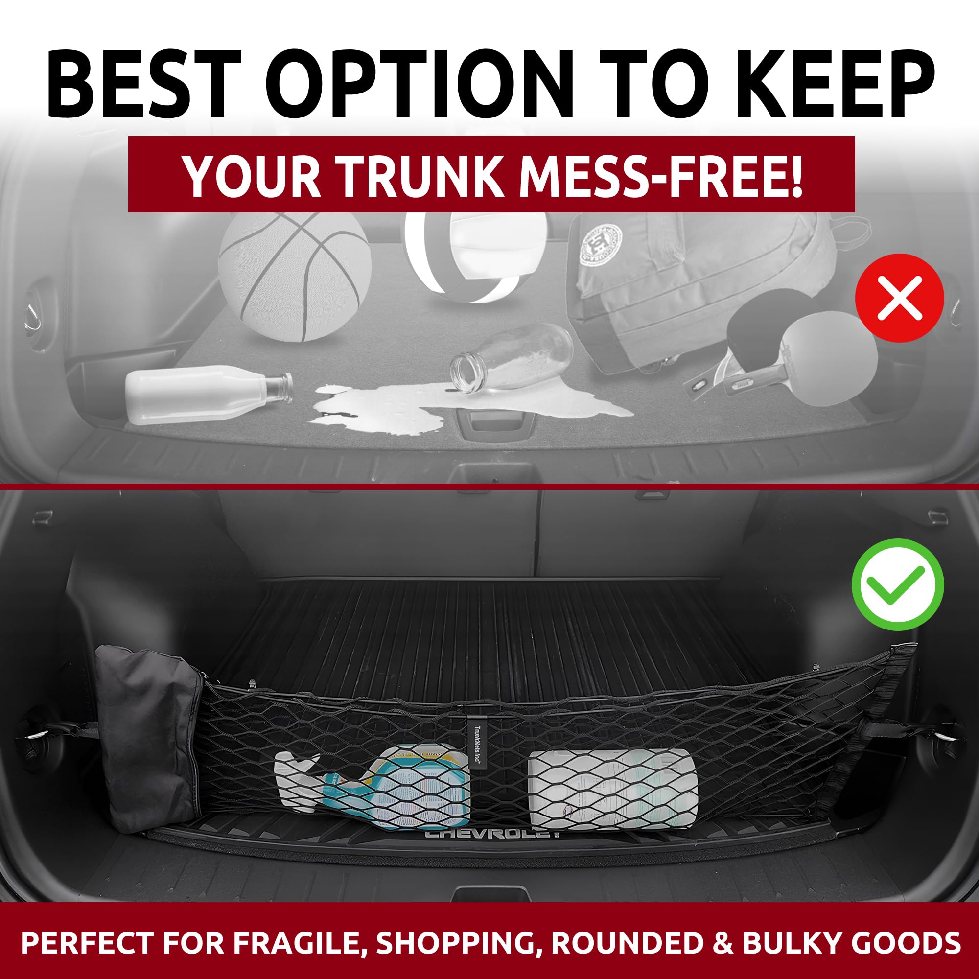 Premium Elastic Envelope-Style Trunk Mesh Cargo Net - Universal Car Organizer for Chevy Blazer, SUVs & Crossovers - Heavy-Duty Luggage Storage Solution for Travel & Road Trips