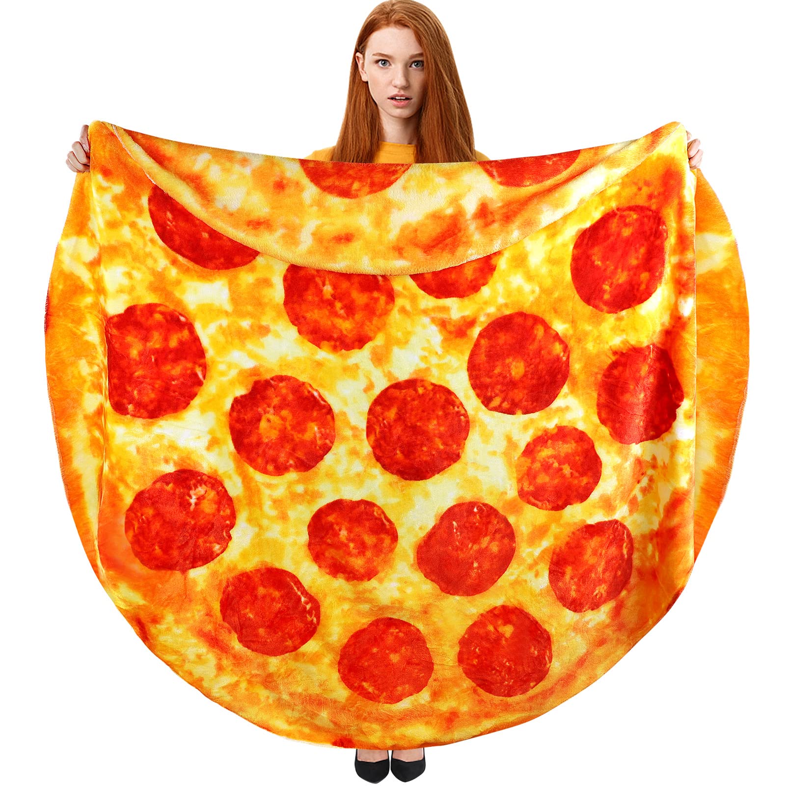 Hommtina Double-Sided Pizza Blanket - Giant 60-Inch Tortilla Blanket for Adults, Teens & Kids | Funny & Realistic Food-Themed Gift for Parties, Movie Nights & Cozy Home Use