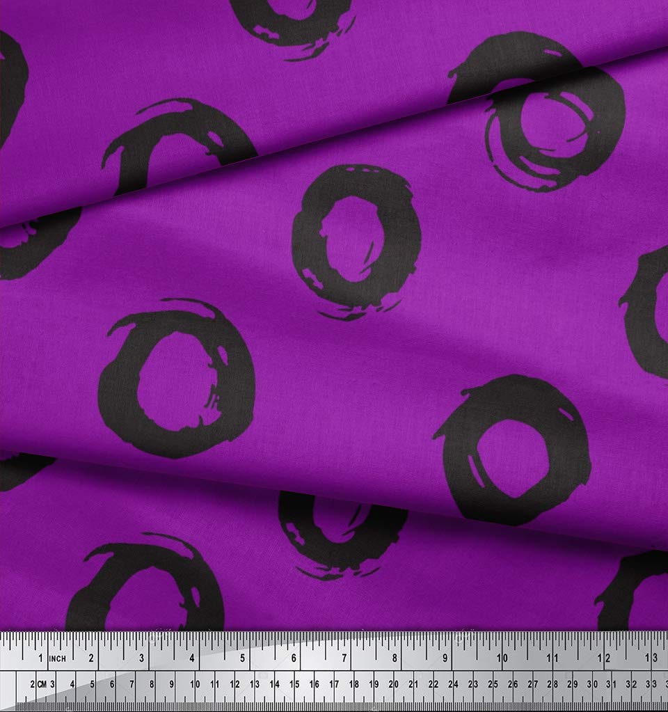 Soimoi Moss Georgette Purple Fabric by The Yard - 42 Inch Wide Geometric Printed Fabric with Line & Circle Patterns for Fashion, Home Decor & DIY Projects | Trendy Artistic Textile for Dresses, Curtains & Crafting