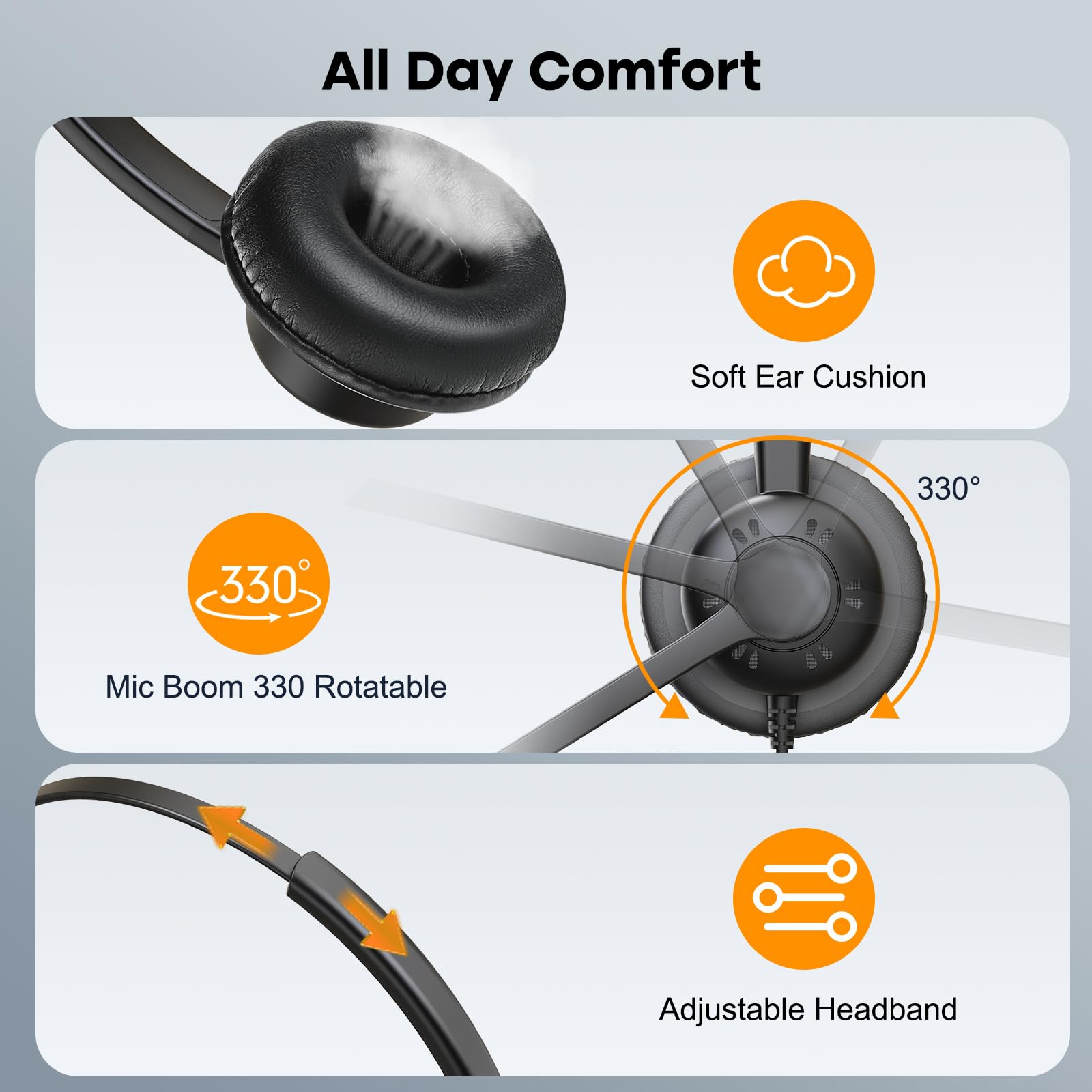 MAIRDI Noise Canceling Phone Headset with Microphone - Call Center & Office Headset with RJ9 & 3.5mm Jack - Compatible with Landline Desk Phones, Cell Phones, PC & Laptop (Polycom, Avaya) - Perfect for Remote Work, Customer Service & Long Calls