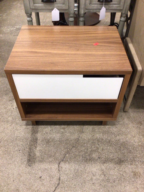 AS IS White Wood Nightstand with One Drawer - Perfect for Bedroom, Living Room, or Office Storage