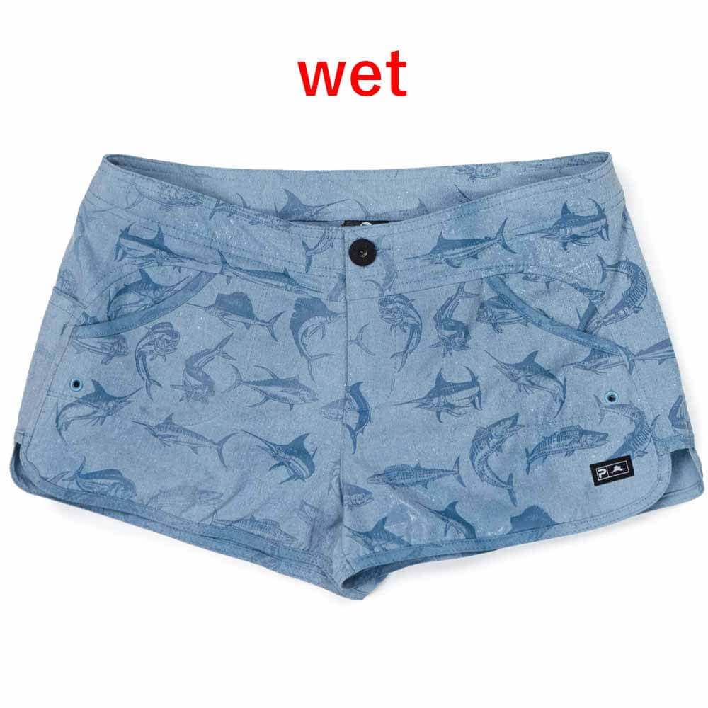 Pelagic Women's Slate Deep Sea Hybrid Short - Comfortable & Stylish Swim Shorts for Surfing, Swimming & Beach Activities