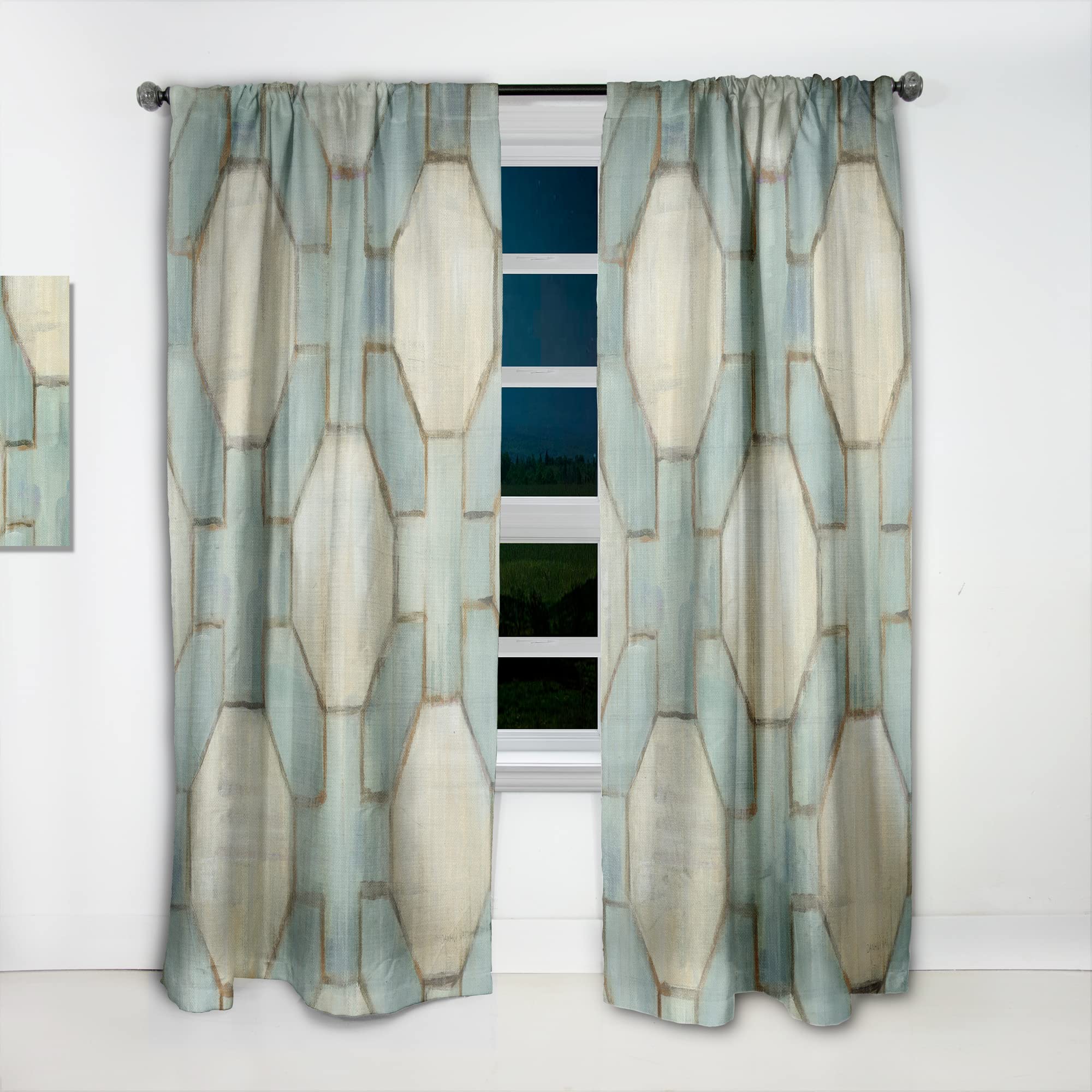 DesignQ Geometric Pattern Thermal Insulated Curtains - Single Panel 52x95 Inches - Blackout Drapes for Bedroom & Living Room - Modern Window Treatments for Home Decor
