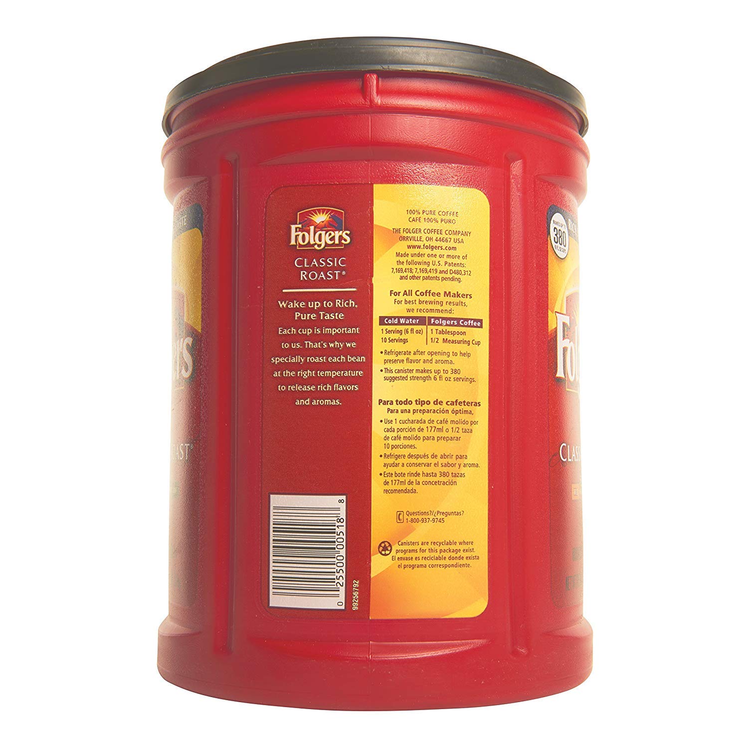 Folgers Classic Roast Ground Coffee 48 oz (4 Cans) - Rich & Smooth Flavor for Morning Brew, Office Coffee Break & Home Use