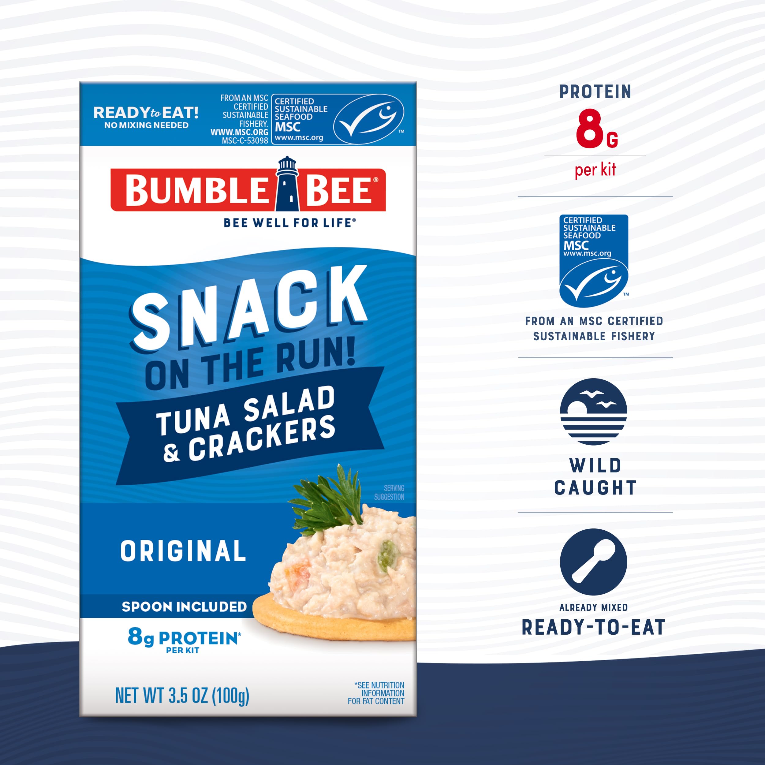 Bumble Bee Tuna Salad Kit with Crackers, 3.5oz (12 Pack) - Ready to Eat Protein Snack for On-the-Go