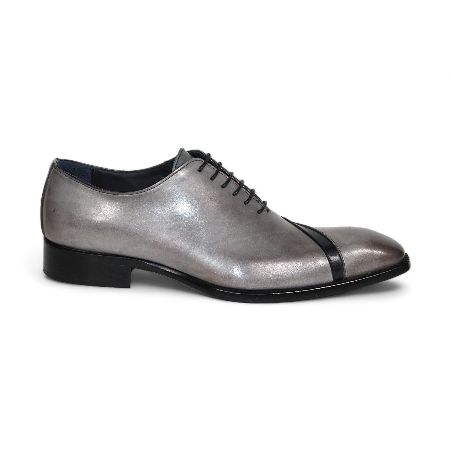 Duca Di Matiste Torre Men's Dress Shoes - Premium Grey & Black Leather Oxfords for Business, Wedding & Formal Occasions