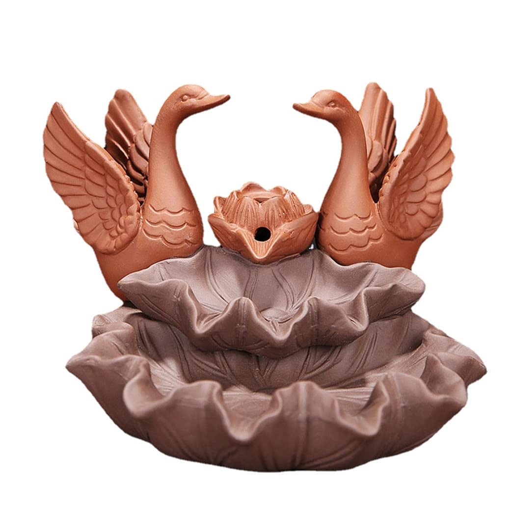 Creative Ceramic Swan Backflow Incense Burner - Elegant Smoke Waterfall Censer Holder for Home Decor, Living Room, Meditation & Relaxation - Perfect for Aromatherapy, Yoga Spaces & Tea Ceremonies
