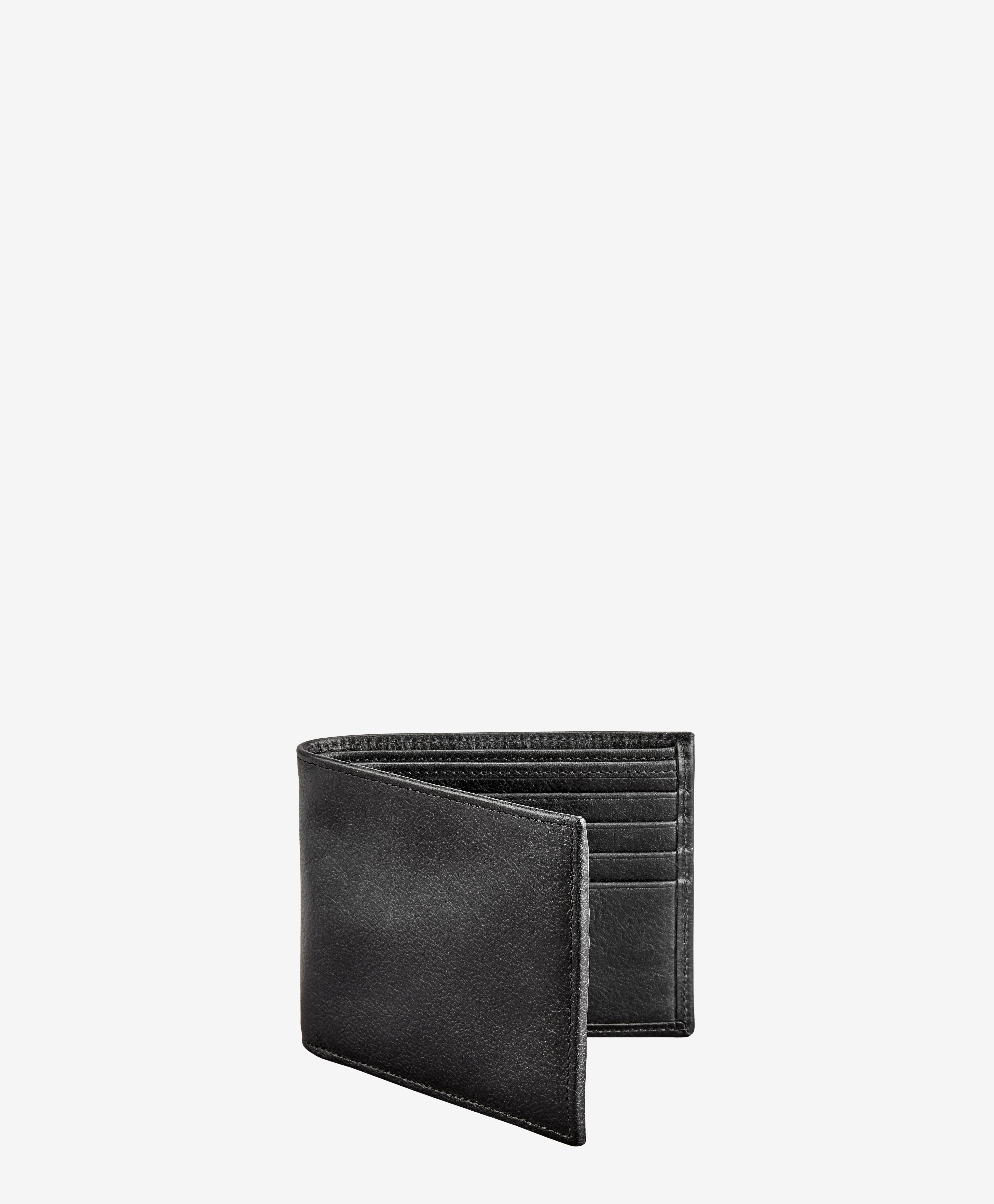 Premium Black Leather Bi-Fold Wallet for Men - Slim RFID Blocking Design - Perfect for Everyday Use, Travel & Business