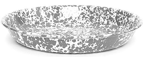 10.5 Inch Enamelware Pasta Plates Set of 4 - Grey Marble Design for Italian Dining, Kitchen Serving & Home Decor