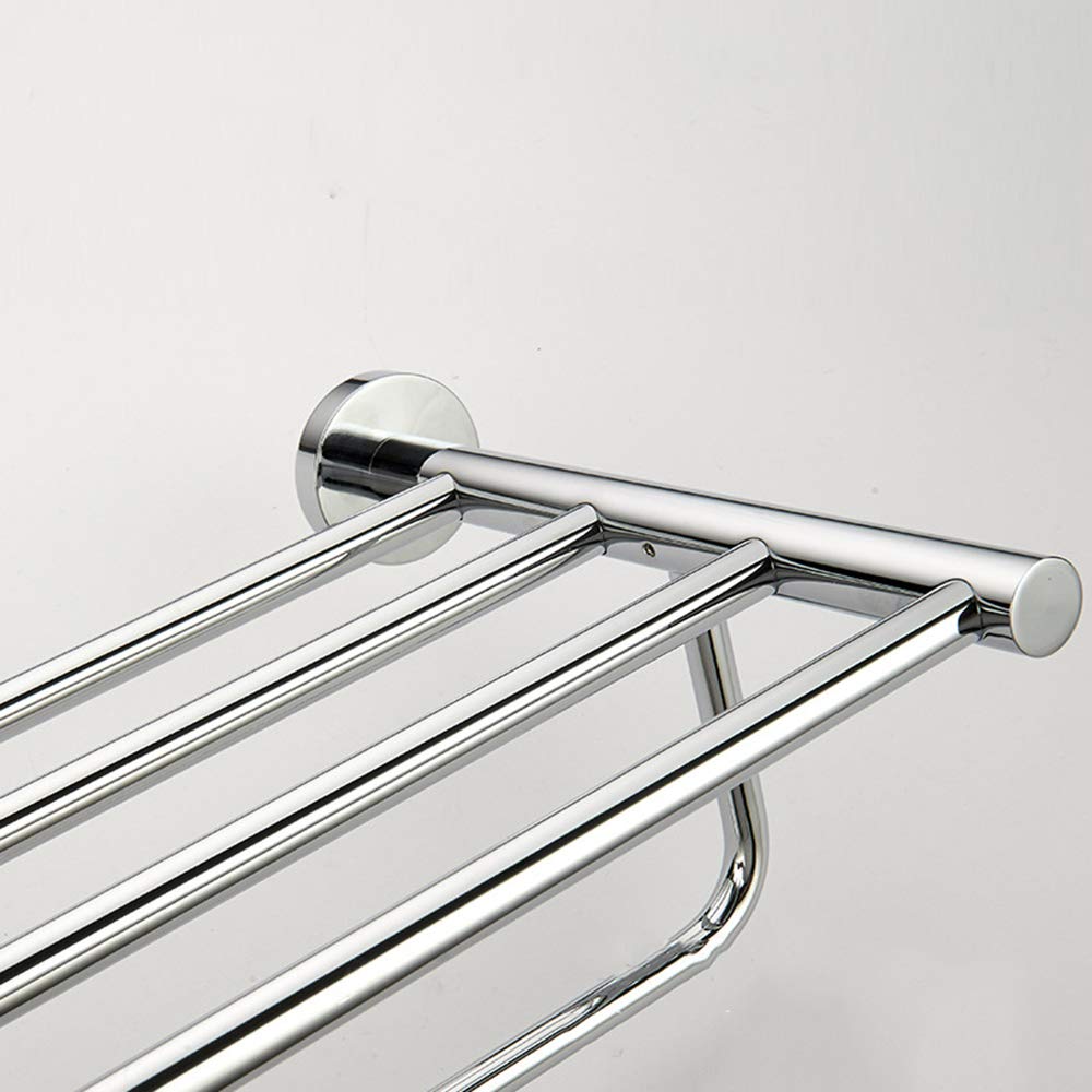 Brass Anti-Rust Double Shelf Towel Rack with Wall Mount Bars - Bathroom & Hotel Towel Holder for Lavatory Storage (Plated Finish) | Perfect for Spa, Guest Rooms & Home Bath Organization
