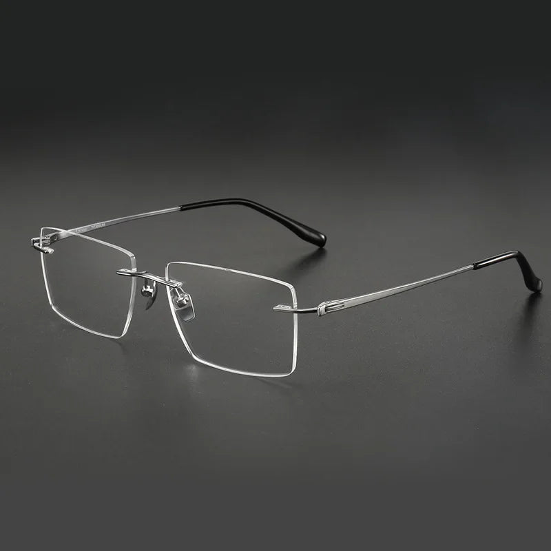 Aror Unisex Rimless Square Polygon Titanium Eyeglasses 10160 - Lightweight Durable Frame for Reading, Work & Fashion - Trendy Modern Glasses for Men & Women