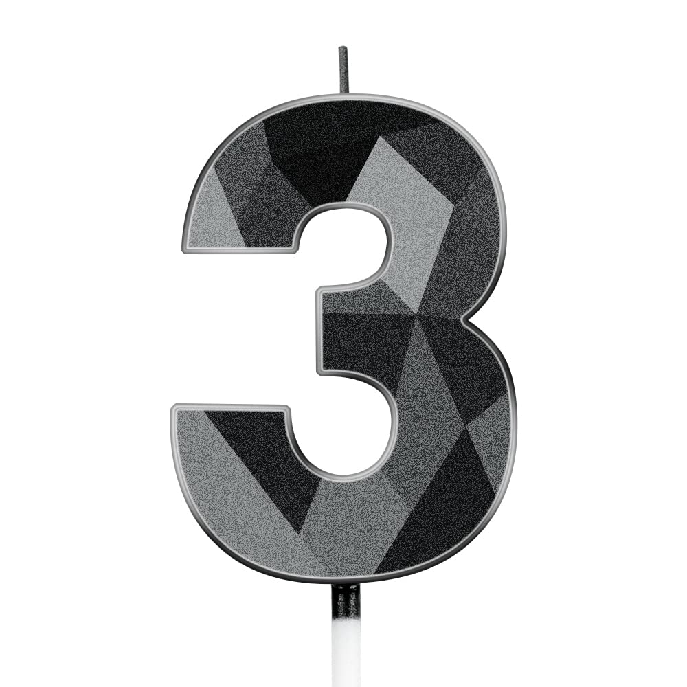 3D Diamond Number 3 Candles for Birthday Wedding Party Decor