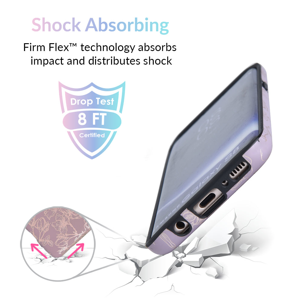 Dusty Rose Chrome Floral Samsung Galaxy Phone Case - Elegant Protective Cover for Galaxy S21/S22/S23 - Perfect for Everyday Use, Work & Travel