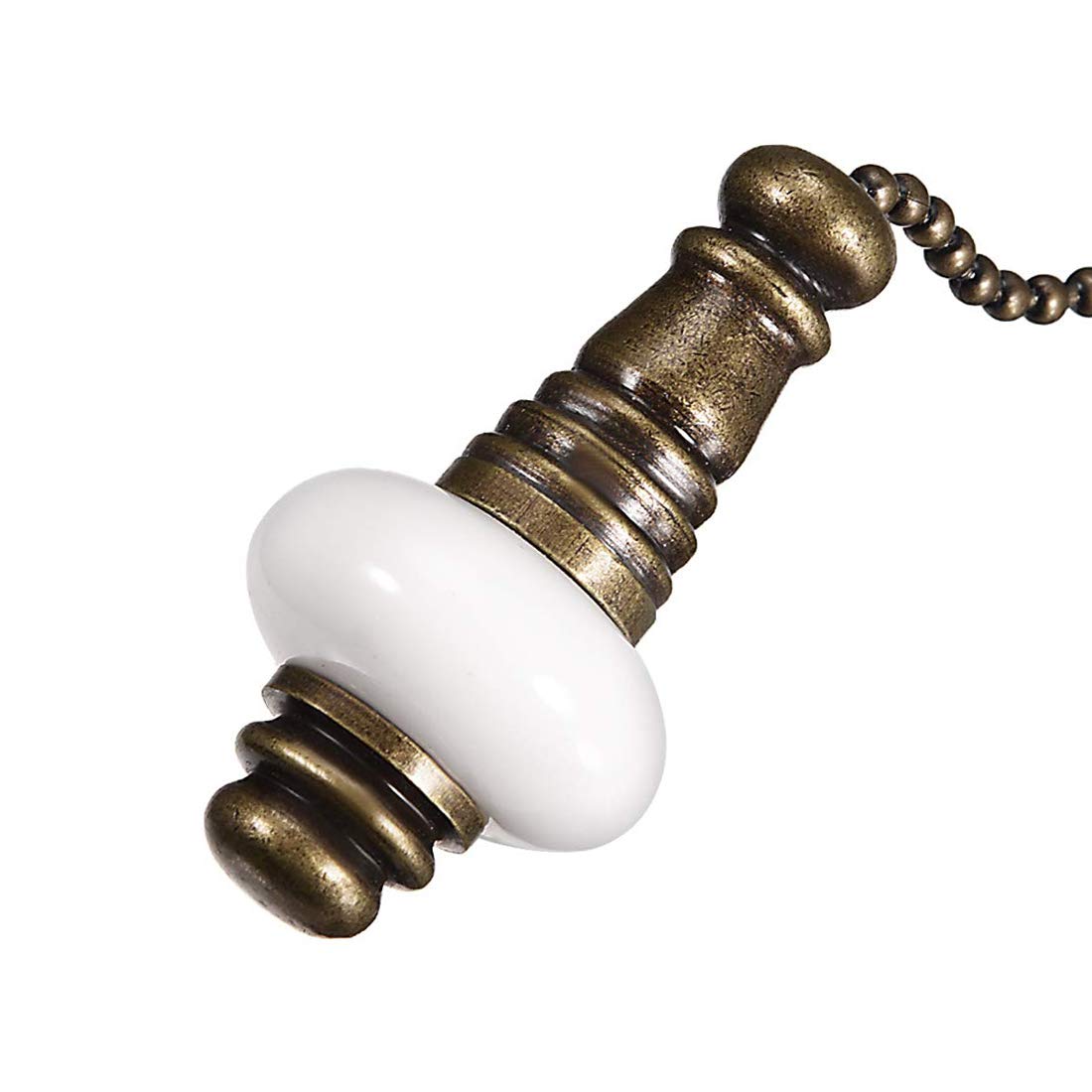 Decorative Ceiling Fan Chain Extenders - 12 Inch Light Pull Chains with White Ceramic Pendant (Pack of 2) - Perfect for Bedroom, Living Room & Home Decor Upgrade