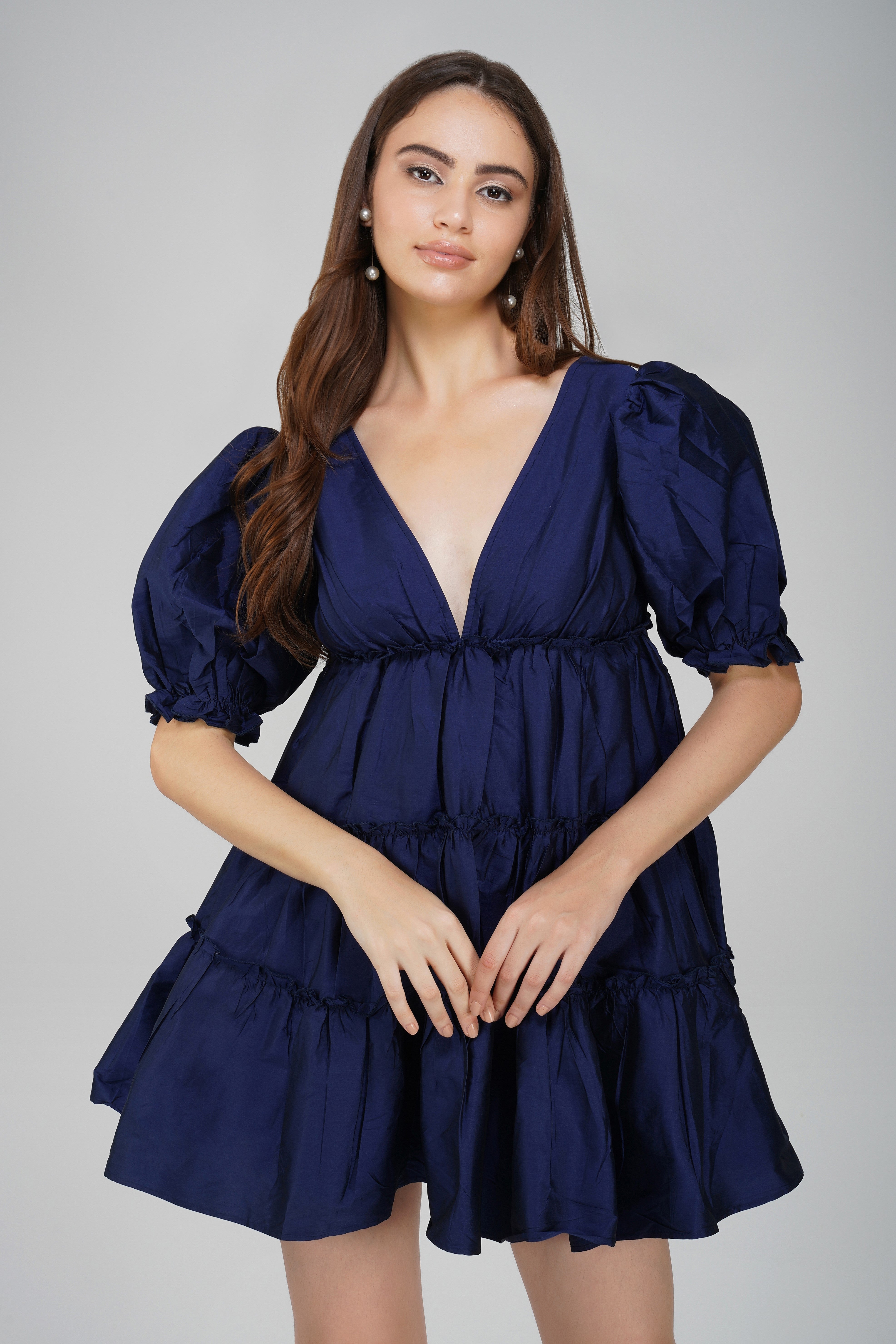 Gadot Mini Dress in Blue - Women's Flowy Summer Casual Dress for Beach, Party & Date Night