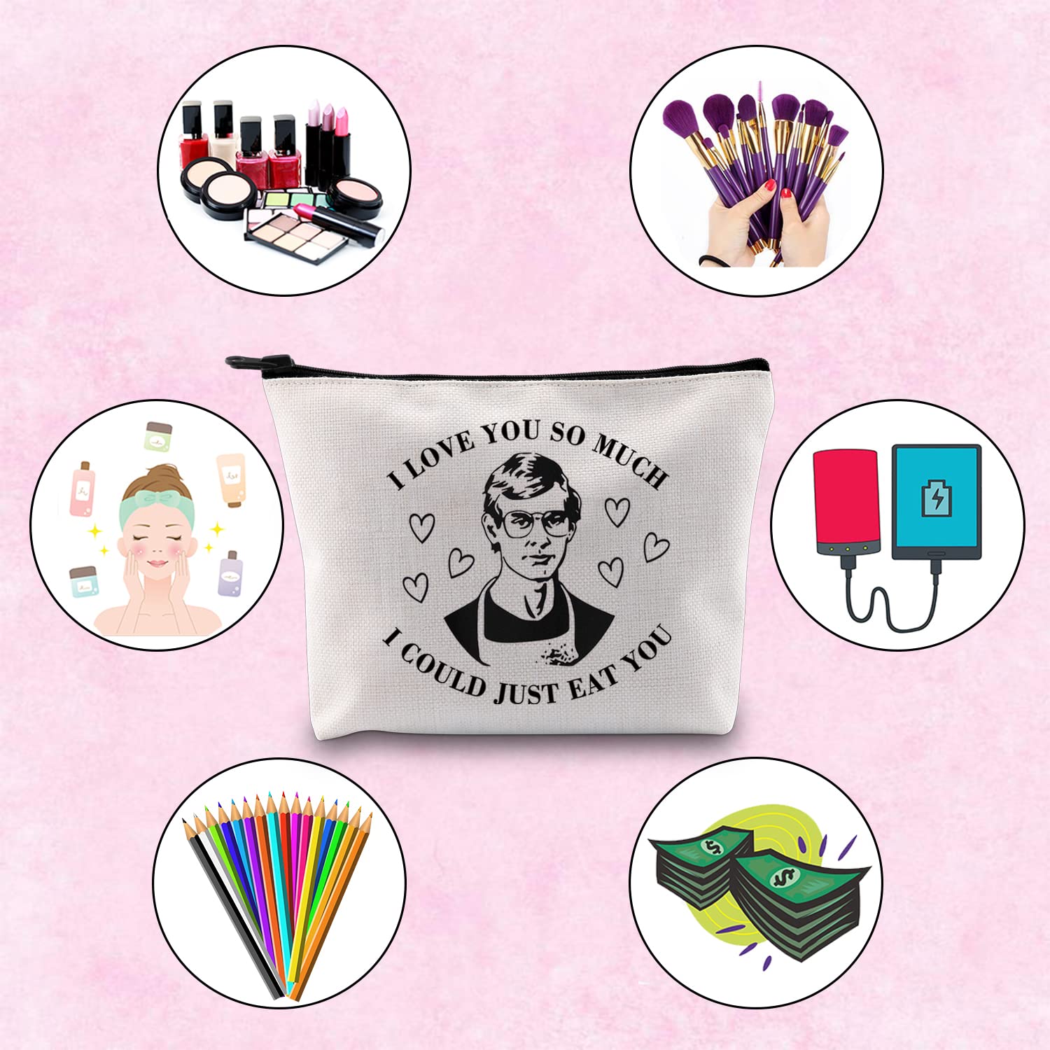TSOTMO Horror Movie Gift - Serial Killer Inspired Makeup Bag - Jeffrey Dahmer Themed True Crime Lover Gift - Perfect for Halloween, Cosplay & Horror Fans