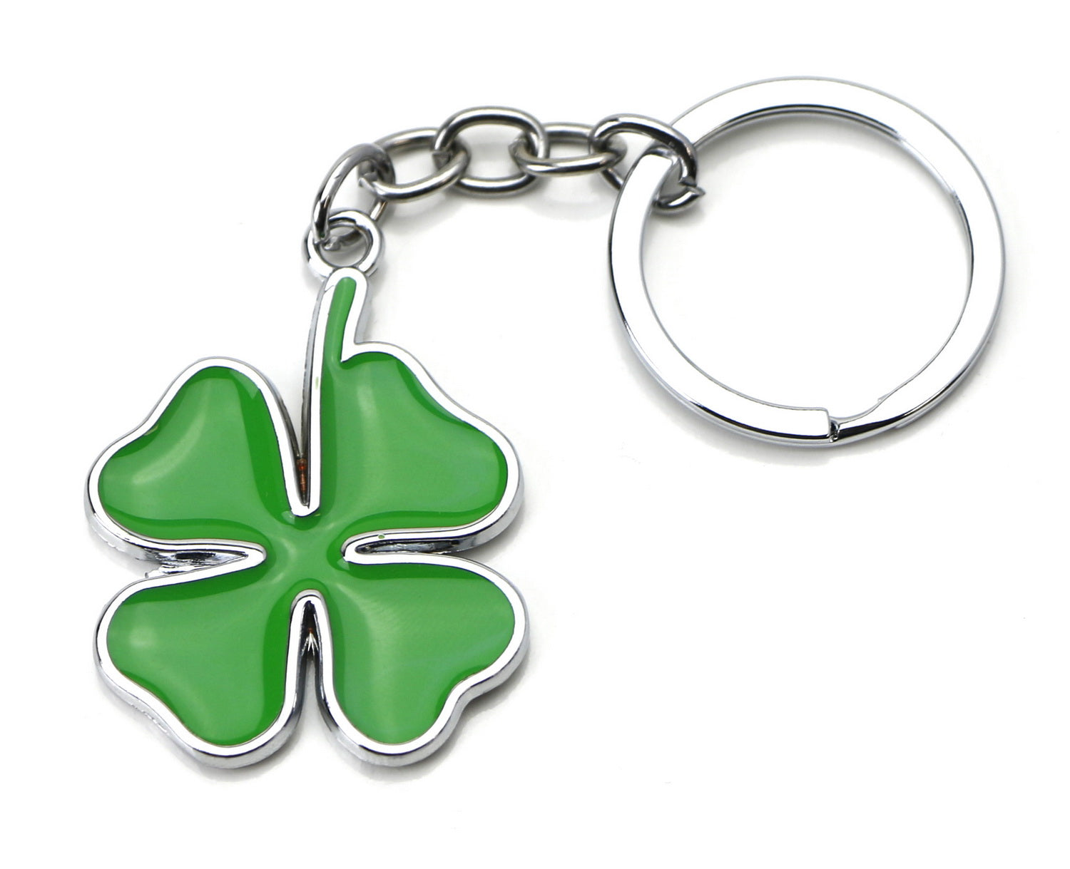 Lucky Four Leaf Clover Keychain - Chrome Finish Key Ring for Good Luck - Perfect for Gifts, Home Decor, and Everyday Carry Accessories