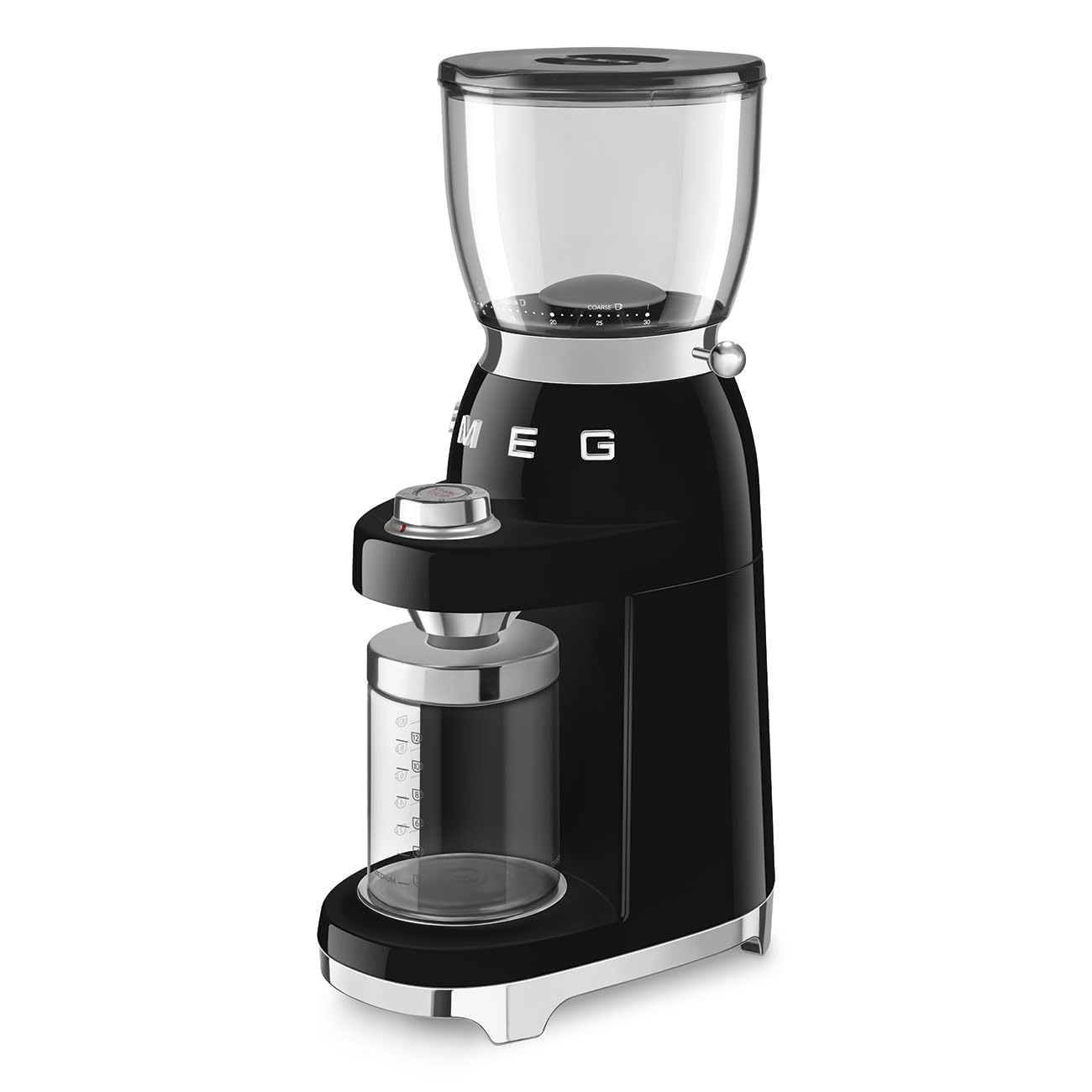 SMEG Retro Electric Coffee Grinder for Fresh Ground Coffee - Stainless Steel Blades, Adjustable Coarseness, Black - Perfect for Home, Office & Espresso Bars