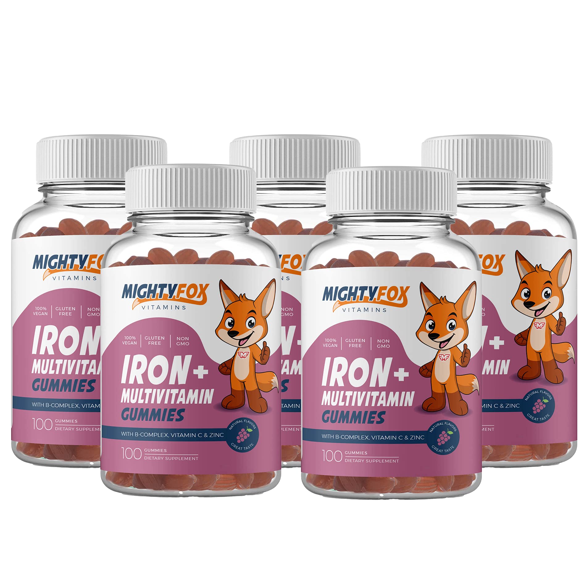 Iron Gummies for Kids - Non-GMO, Gluten-Free Chewable Vitamin Supplement with Iron, Vitamin A, B3, B5, B6, B12 & Zinc - Supports Immune System & Energy - 500 Count (5 Pack) - Perfect for Picky Eaters & Daily Nutrition Boost