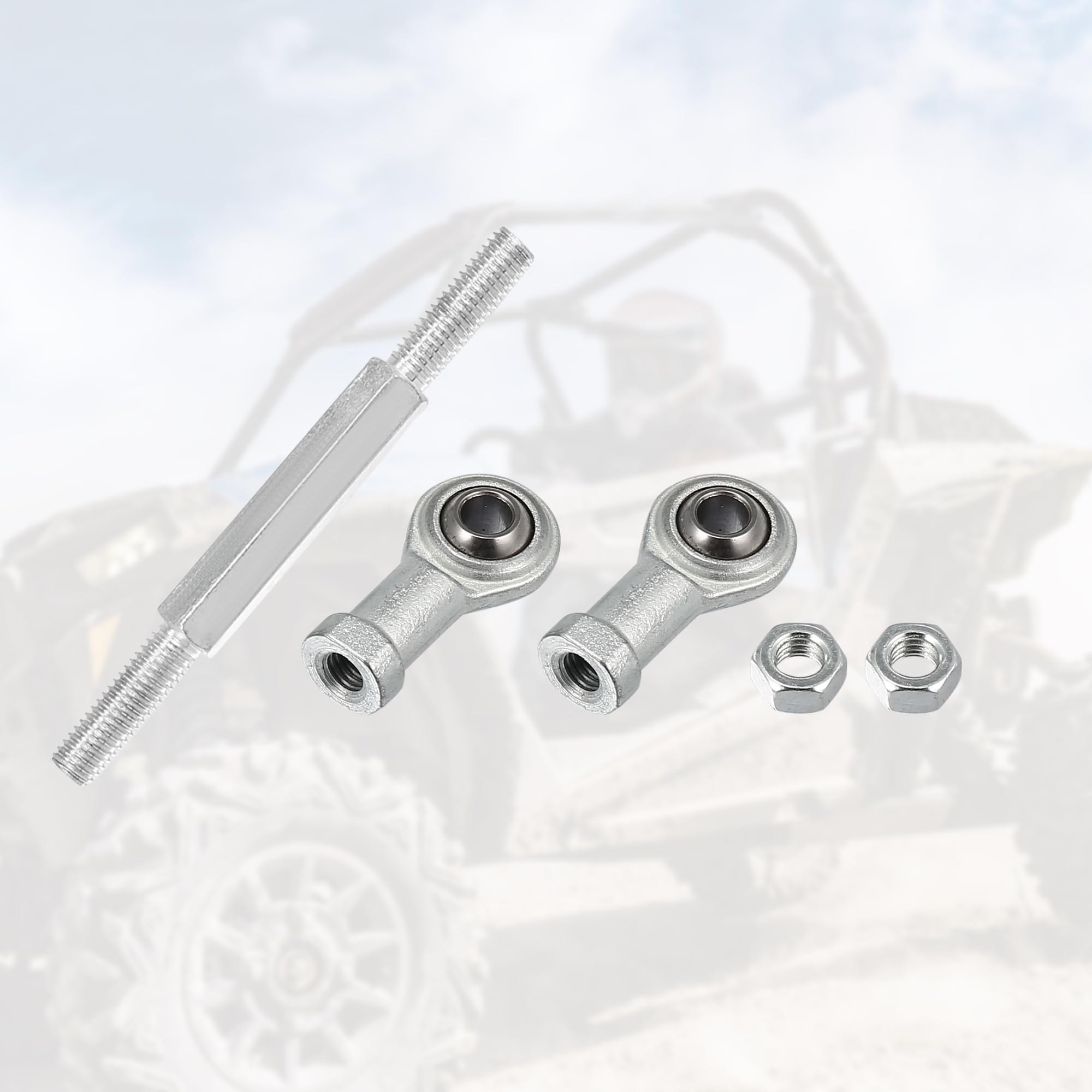 Motoforti 2pcs 100mm Adjustable Steering Tie Rod Ball Joint with 8mm Hole Diameter - Compatible with 49cc Electric ATV & Go Kart - Steering Column & Suspension Upgrade - Silver Tone - Perfect for Off-Roading, Racing & DIY Kart Maintenance