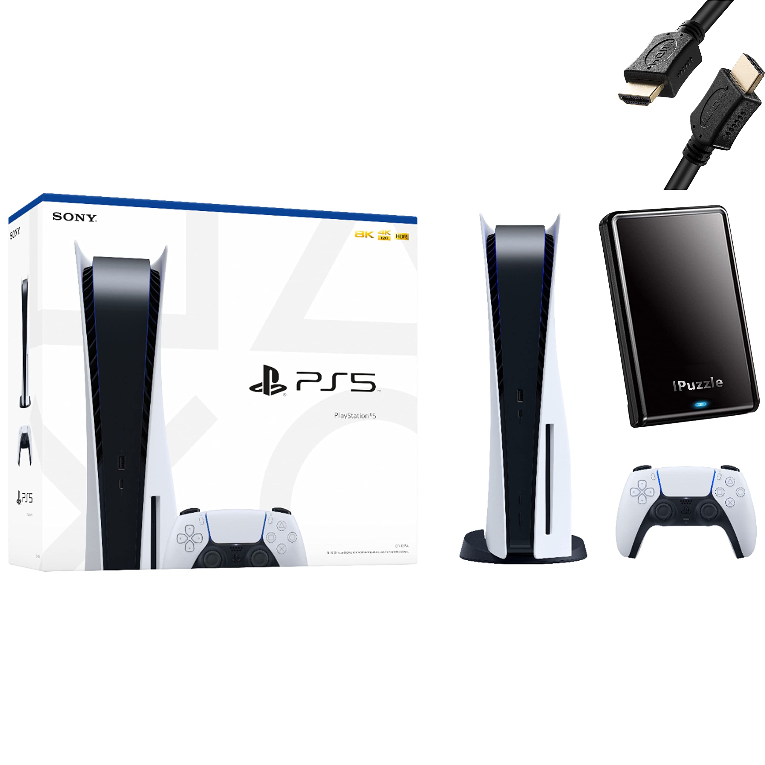 Sony PS5 PlayStation 5 Console Disc Version - 8-Core AMD Ryzen Zen CPU, 16GB GDDR6 RAM, 825GB SSD, Wireless Controller - Ultimate Gaming Experience for 4K HDR, VR & Next-Gen Games