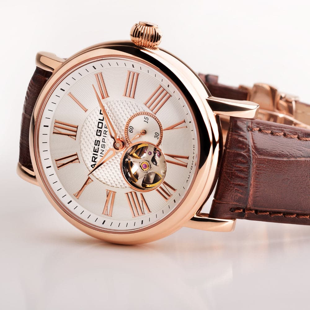 ARIES GOLD GAUNTLET Automatic Men's Watch G 902 RG WRG - Luxury Stainless Steel Timepiece for Business, Formal & Special Occasions