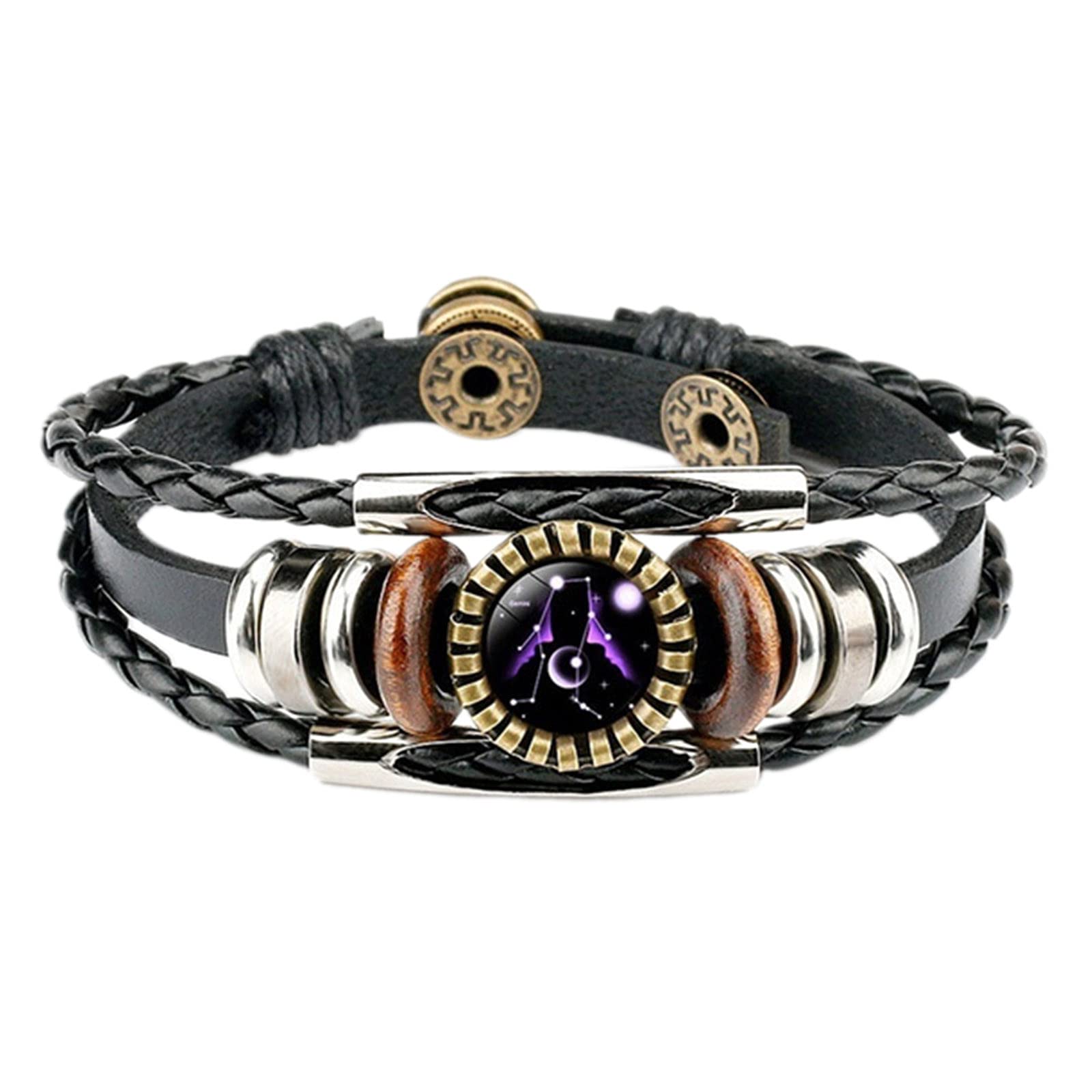 12 Pack Fashion Charm Bracelets for Women & Men - Leather Constellation Jewelry Accessories with Left Handed Watches | Perfect for Gifts, Daily Wear & Special Occasions