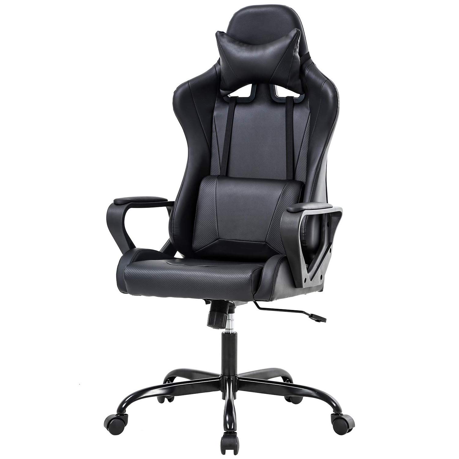 Ergonomic High Back Gaming Chair with Lumbar Support & Headrest - Heavy Duty Racing Style Office Chair for PC Gamers, Adjustable Swivel Home Desk Chair - Perfect for Esports, Streaming & Long Work Sessions (Black)