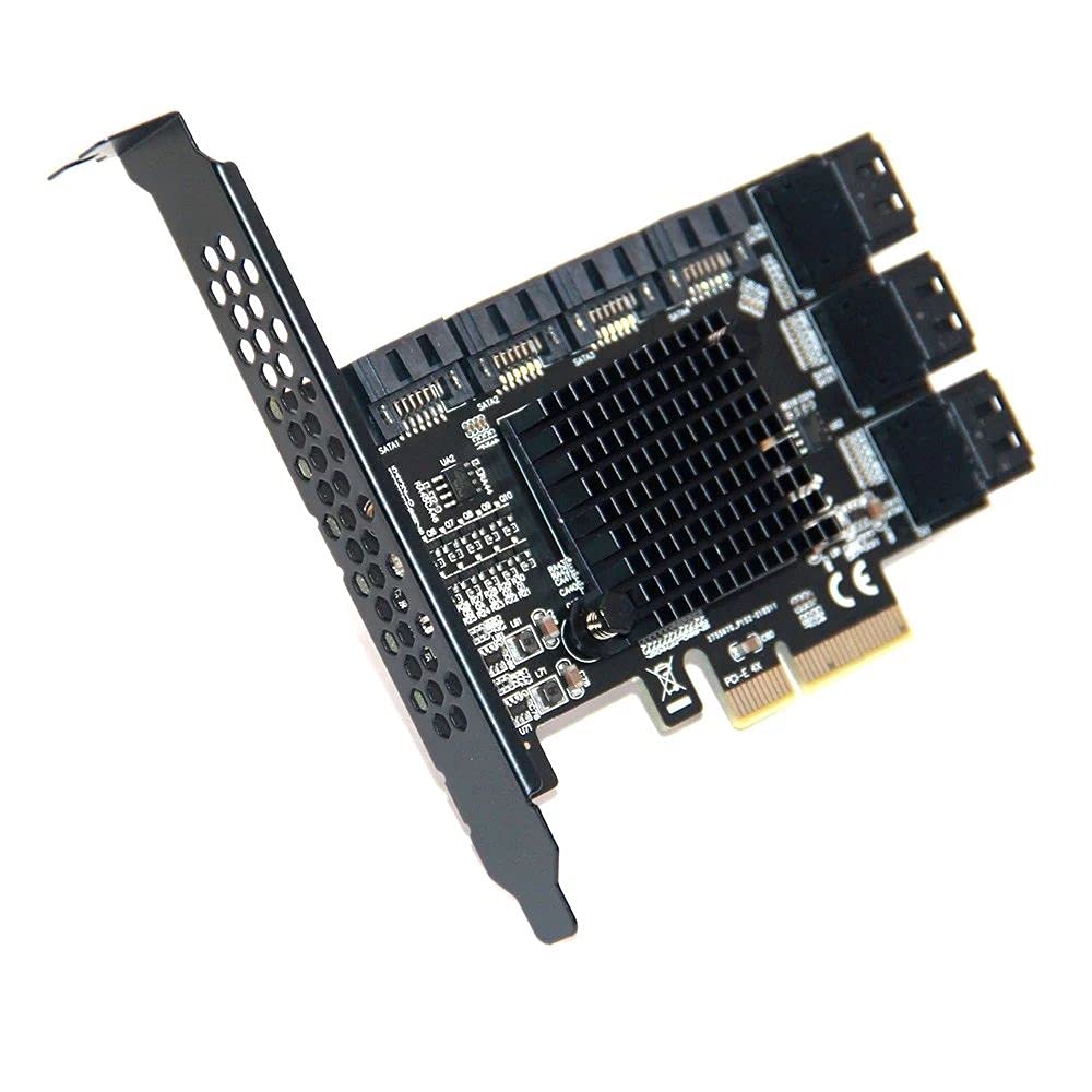 PCIe 4X to 10 Port SATA 3.0 Adapter Card - 6Gbps Expansion Card with LED Indicators & Aluminum Heatsink for Desktop PC - Ideal for Data Storage, RAID Arrays & Server Upgrades