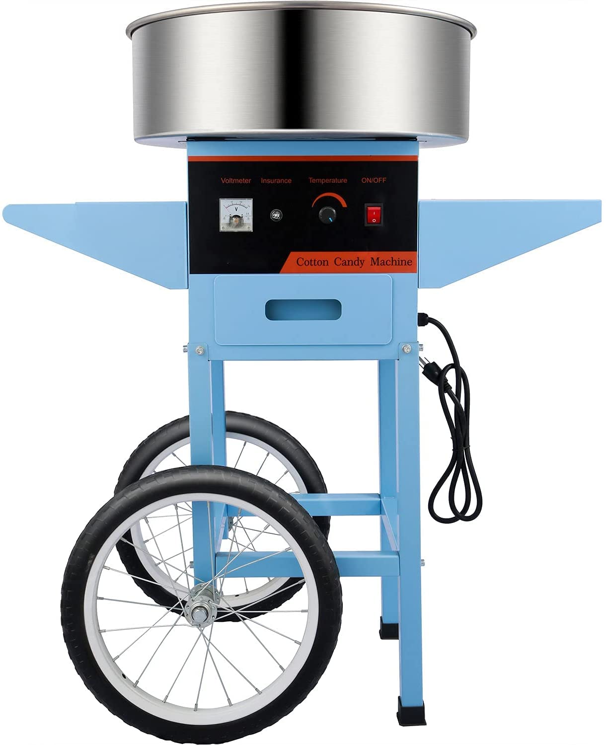 RYFT 19.7 Inch Commercial Cotton Candy Machine - Electric Candy Floss Maker with Cart for Parties, Carnivals & Events - Blue (Perfect for Birthday Parties, Weddings & Festivals)