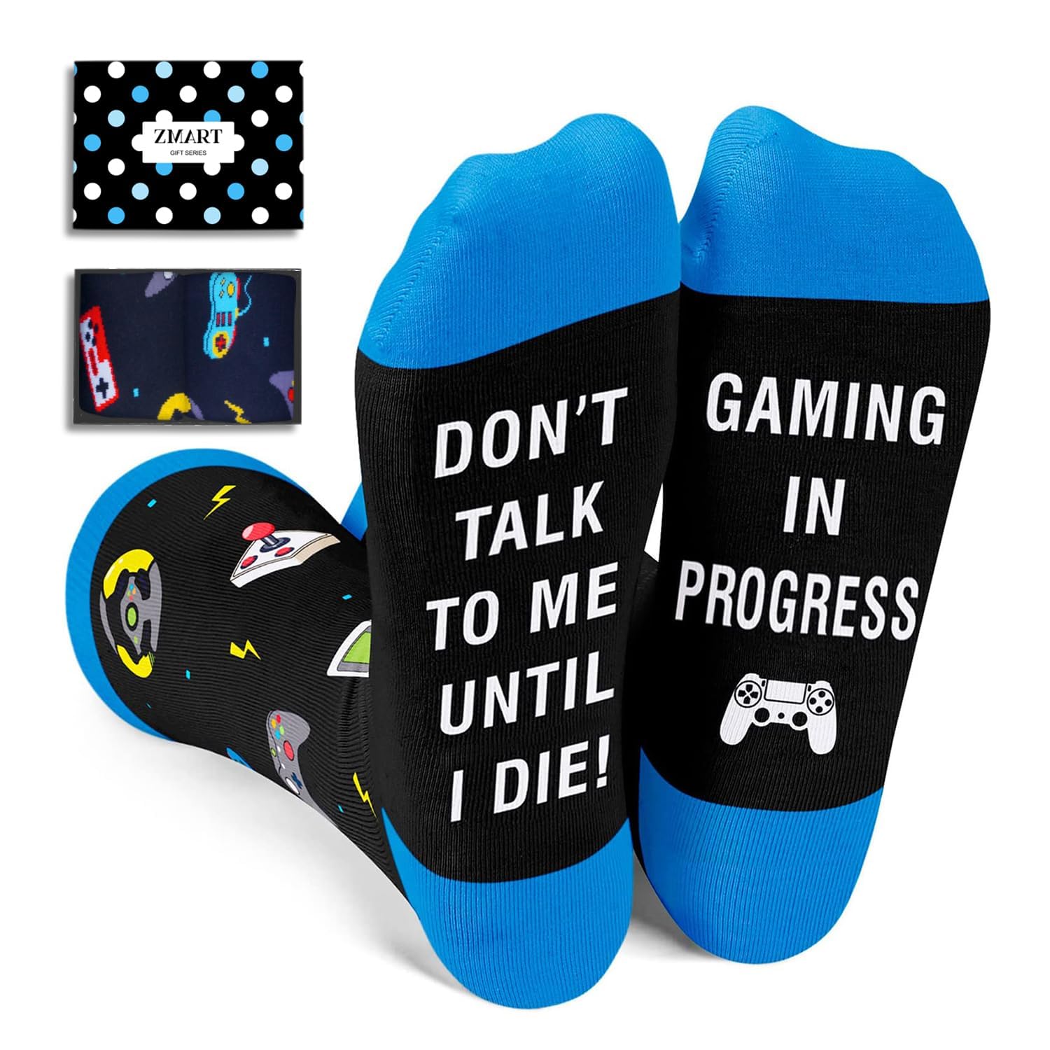 Funny Gaming Socks for Men - Cool Video Game Gifts for Gamers - Blue Gamer Socks - Perfect for Gaming Parties, Gamer Birthdays & Casual Wear