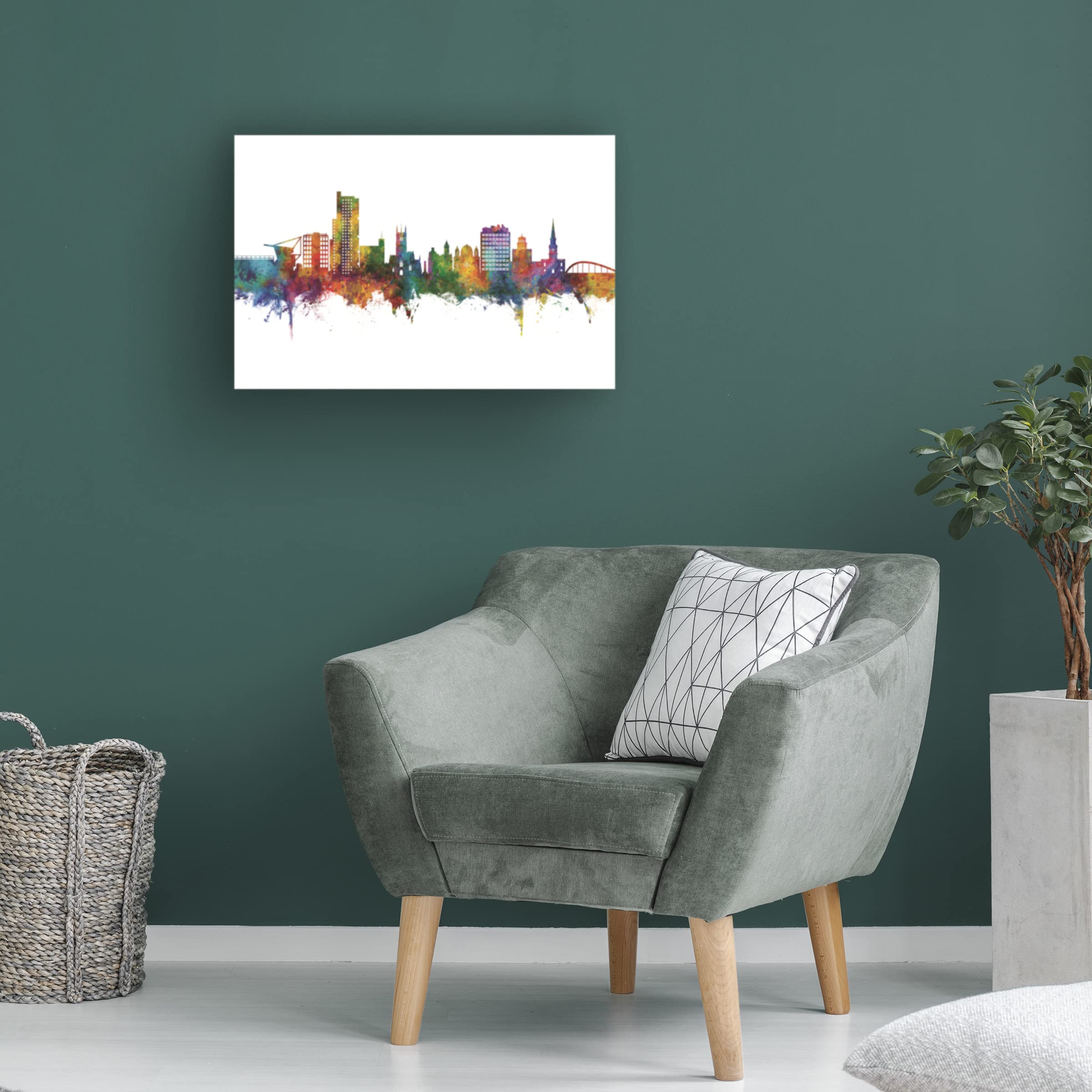 Michael Tompsett 'Wolverhampton England Skyline' Canvas Art Print - Premium Wall Decor for Living Room, Bedroom & Office - Trademark Fine Art Collection