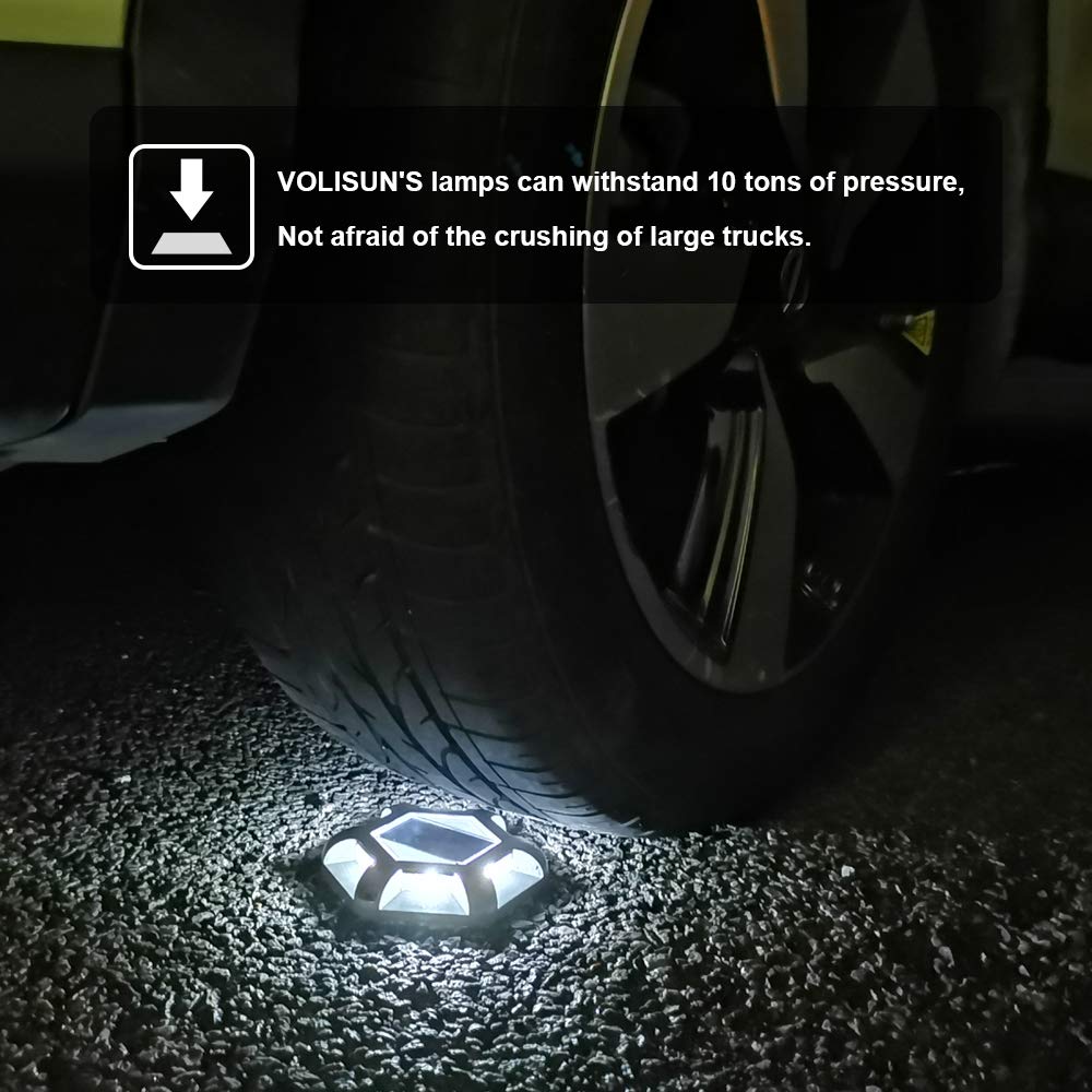 VOLISUN 12-Pack Solar Deck Lights - Waterproof Outdoor LED Aluminum Pathway Lights for Driveway, Sidewalk, Garden, Yard (Warm White & White 2-in-1) - Perfect for Nighttime Safety & Landscape Lighting