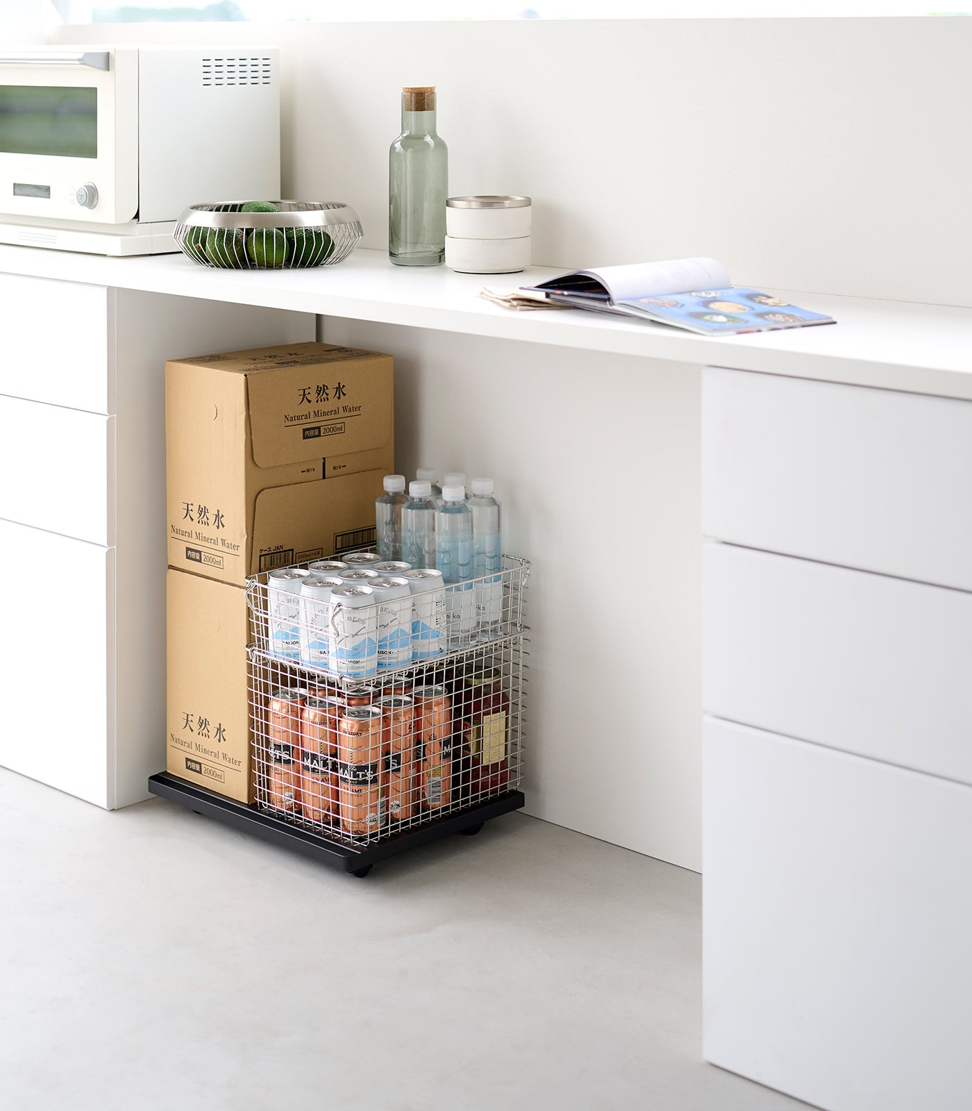 2-Tier Rolling Utility Cart with Wheels - Heavy Duty Steel Storage Organizer for Kitchen, Bathroom, Office or Dorm Room Organization