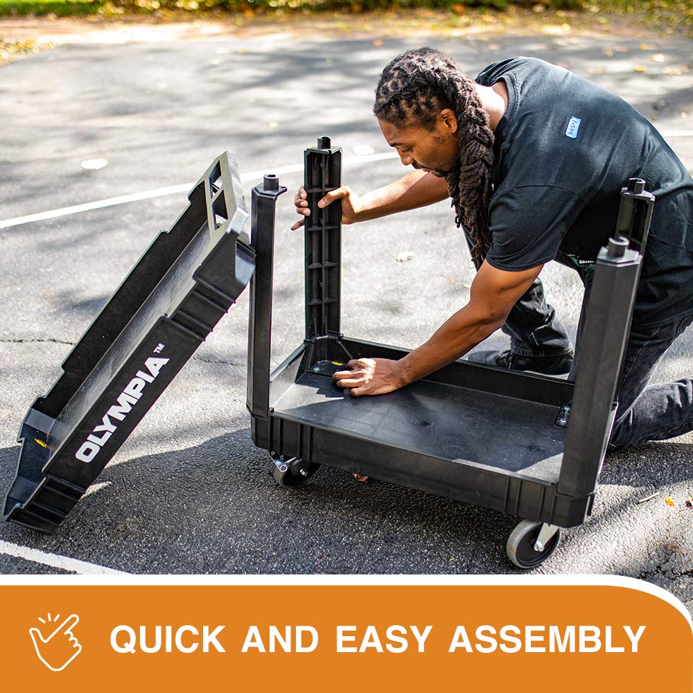 Olympia Tools 2-Shelf Rolling Utility Cart 500lbs Capacity - Heavy Duty for Warehouse & Garage