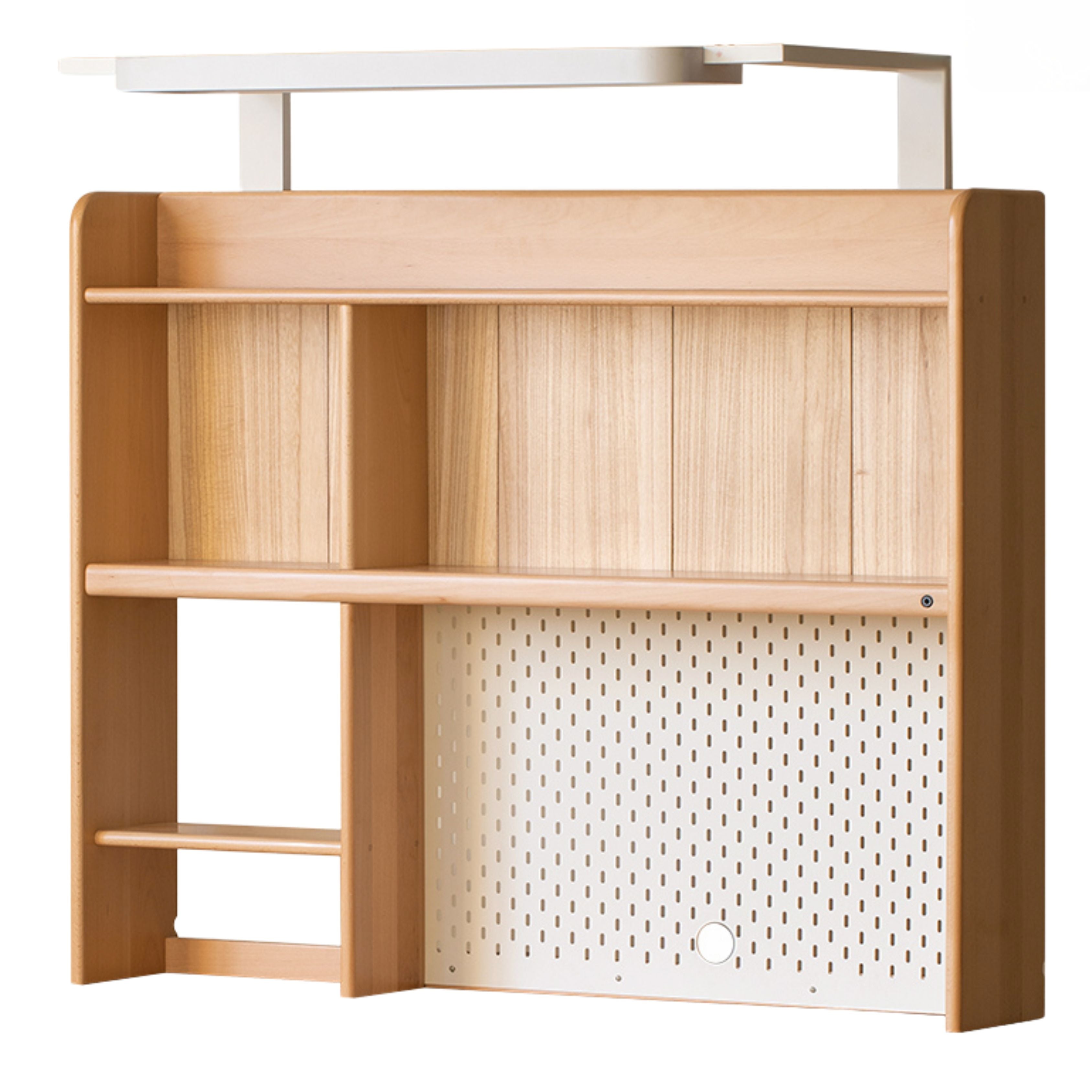 50.4x19.6x45.2 inch / 128x50x115 cm /  Natural Wood Color / Beech Study table shelf with light