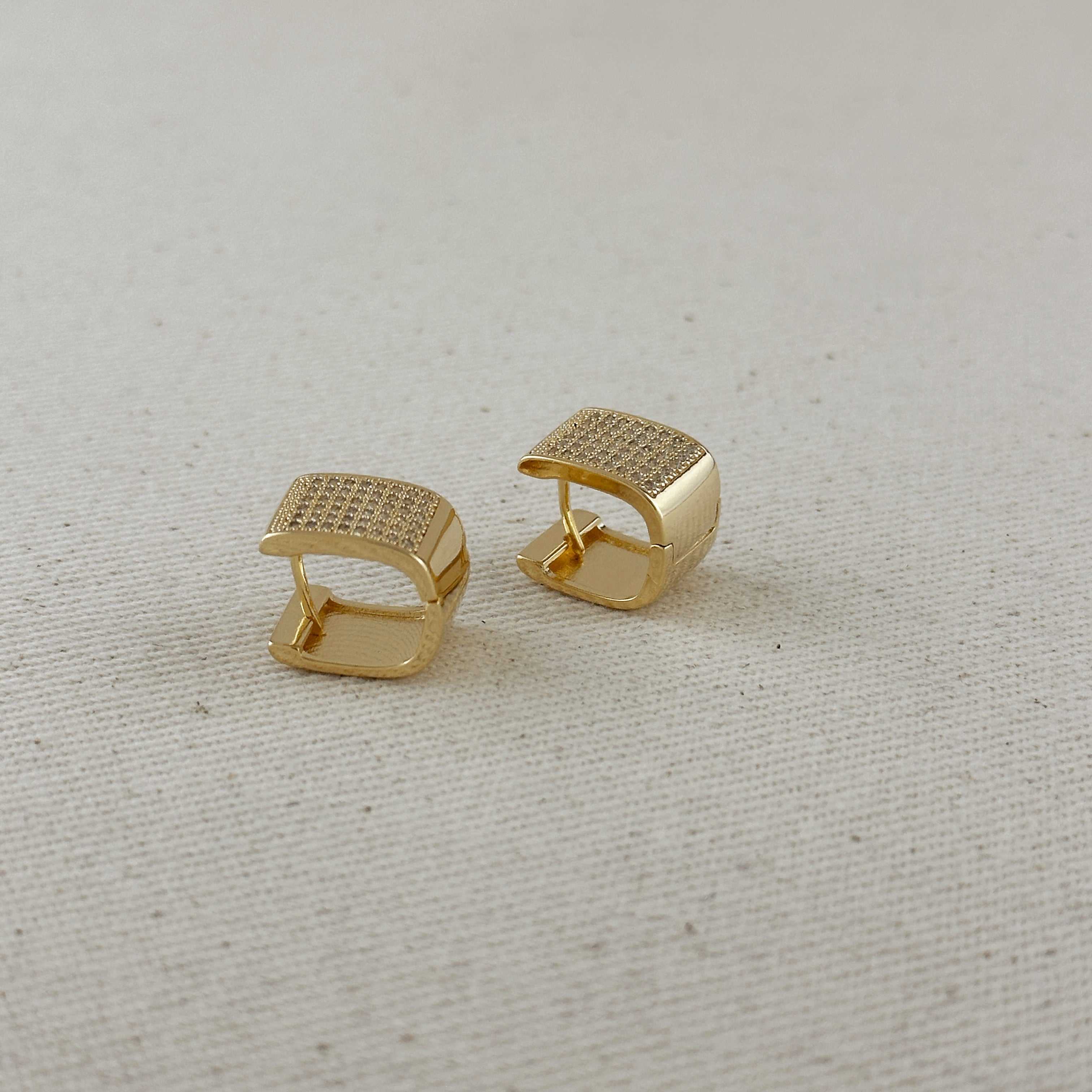 18K Gold Filled Iced Chunky Square Clicker Earrings for Women - Luxury Statement Jewelry for Parties, Weddings & Everyday Wear