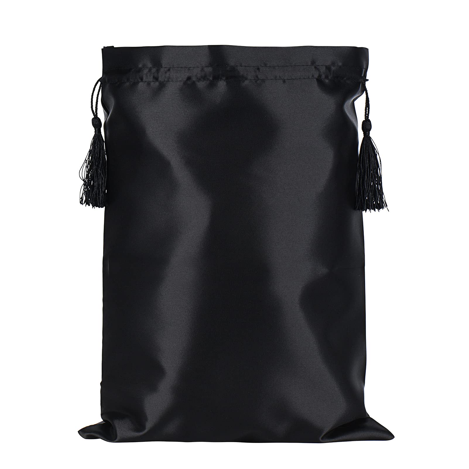 2 Pack Satin Wig Storage Bags with Drawstring & Tassel - Soft Hair Extension & Wig Pouches for Home, Salon, Travel - Black (Perfect for Organizing Wigs, Weaves & Hair Bundles)