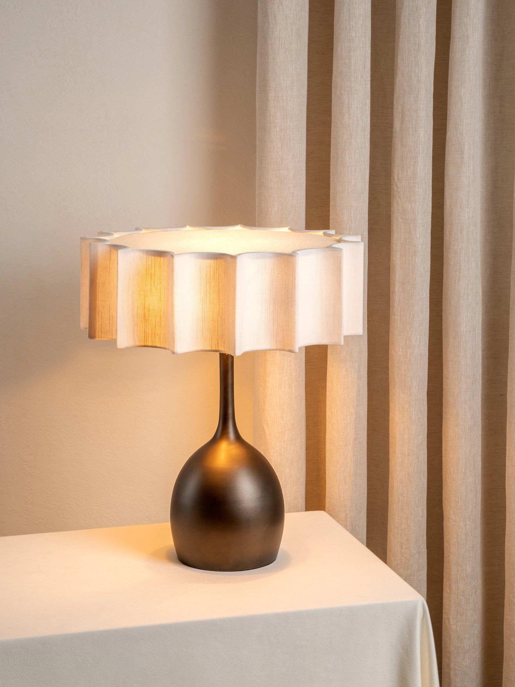 Viotti Bronze and Linen Table Lamp - Modern Home Decor Lighting for Living Room, Bedroom & Office