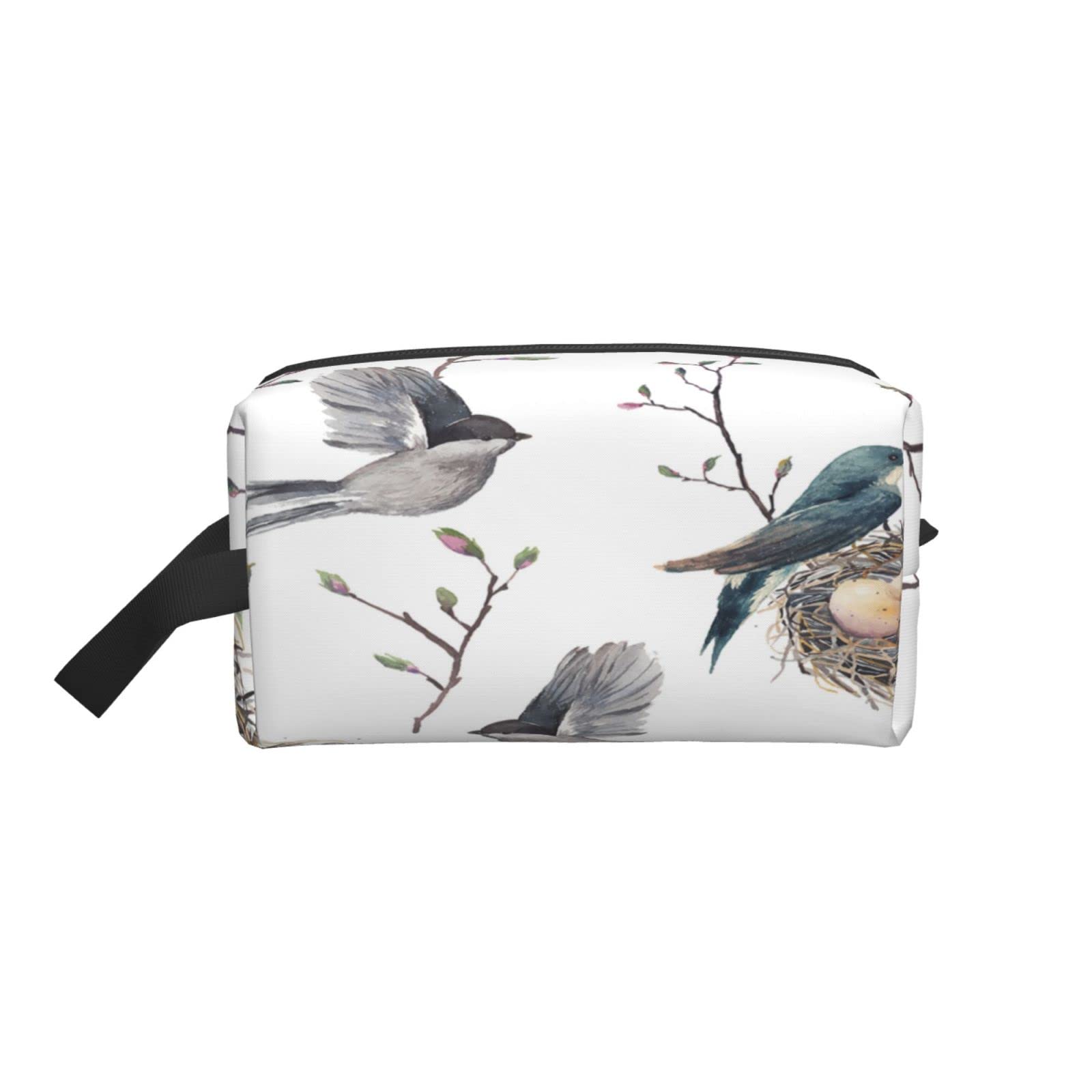 Vintage Watercolor Toiletry Bag - Swallow Birds Design for Travel & Gifts