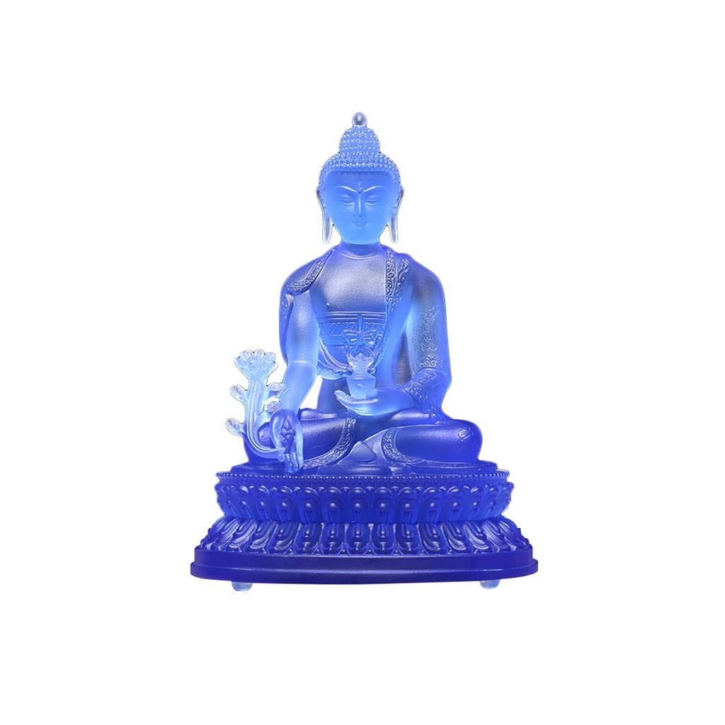 Hand-Blown Glass Buddha Statue - Zen Meditation Sculpture for Home & Office Decor, Exquisite Craftsmanship, Perfect Gift for Meditation & Mindfulness (Blue) - Ideal for Yoga Studios, Meditation Spaces & Spiritual Gifts