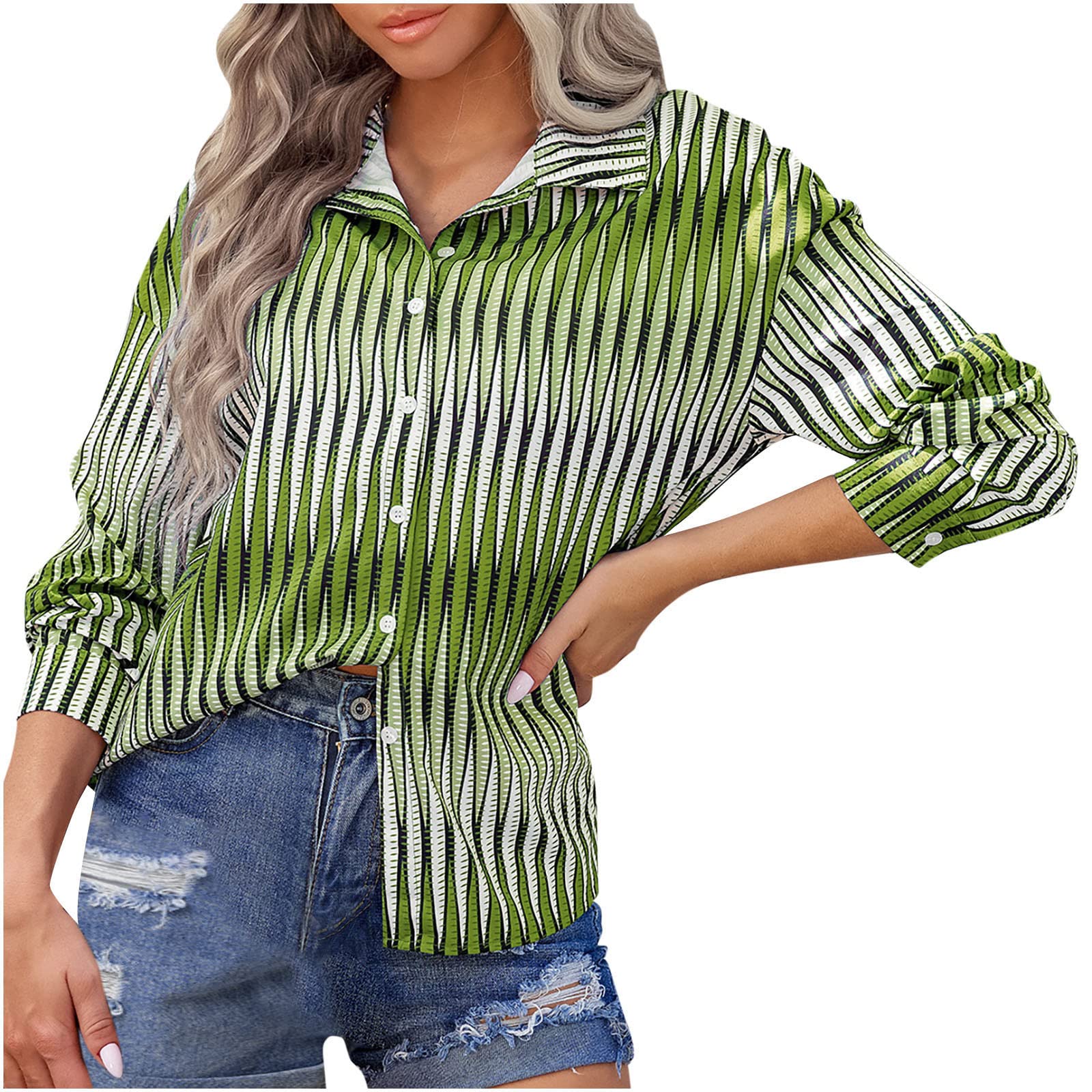Women's Button Down Shirts 2022 | Elegant Long Sleeve Chiffon Tops for Fall | Casual & Work Blouses with Satin V-Neck | Perfect for Office, Date Night & Special Occasions