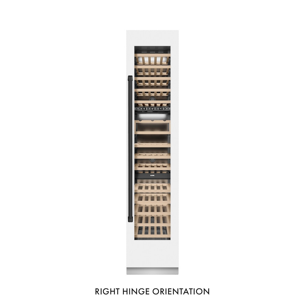 ZLINE Autograph Edition 18 Inch 9.0 cu ft Triple Zone 68 Bottle Right Hinge Column Wine Cooler - White Matte with Black Accents | Perfect for Home Bars, Wine Cellars & Entertaining Spaces (RCWVRZ WM 18 MB)