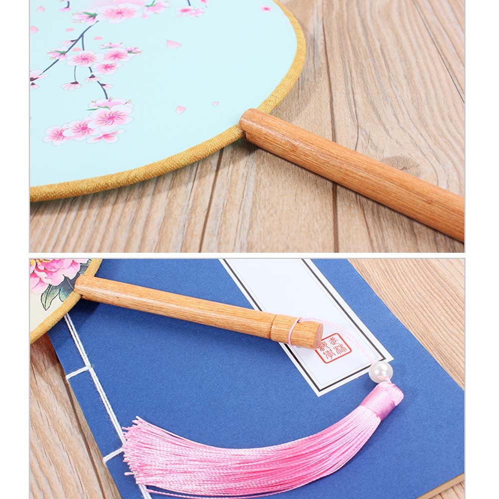 Chinese Wooden Hand Fan - Fancy Pumpkin Round Fan for Wedding Favors & Home Decor