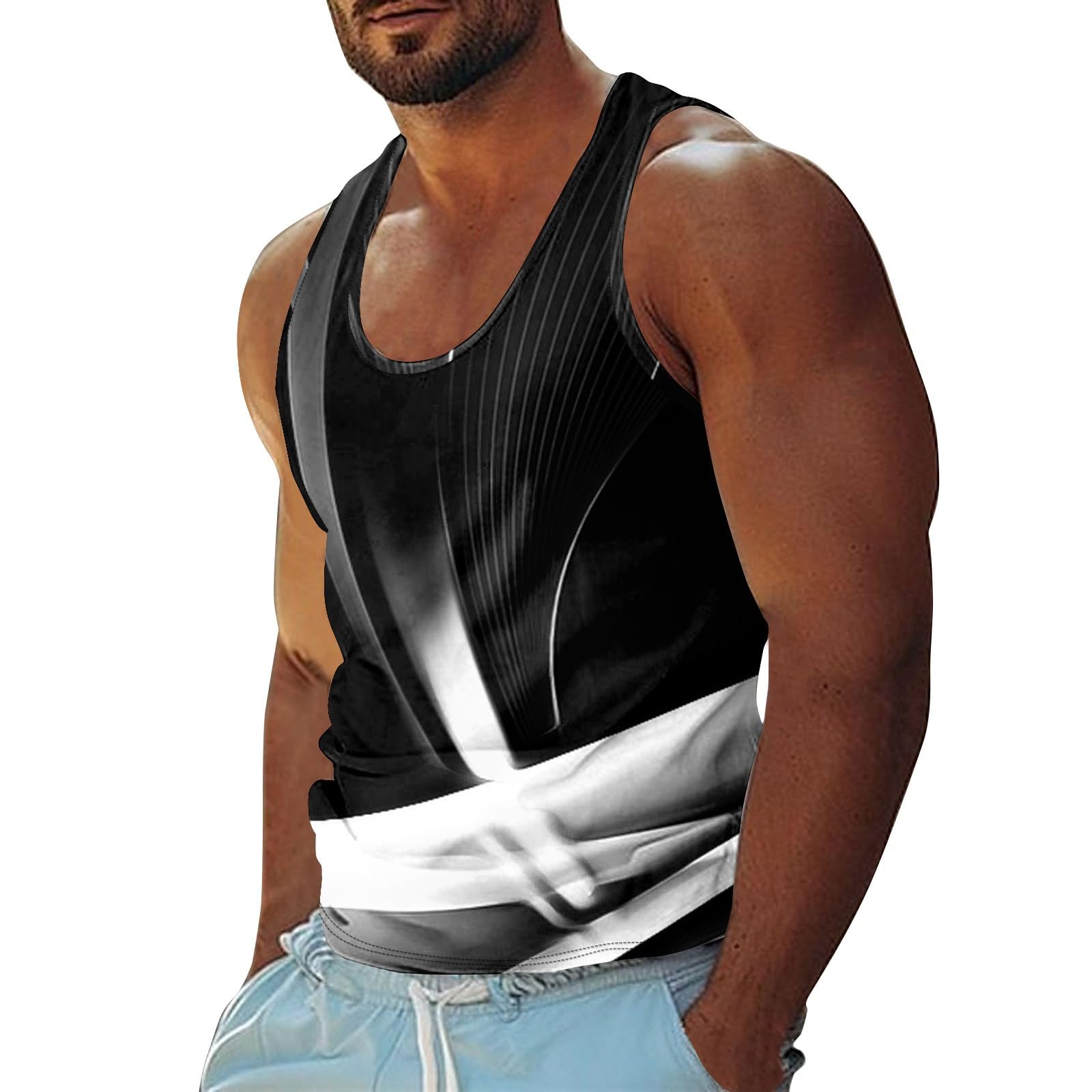 Men's 3D Printed Graphic Tank Tops - Breathable Summer Muscle Tee Shirts for Gym, Workout & Bodybuilding - Casual Novelty Sleeveless Shirts (S-3XL) - Perfect for Outdoor Sports, Beach & Summer Activities