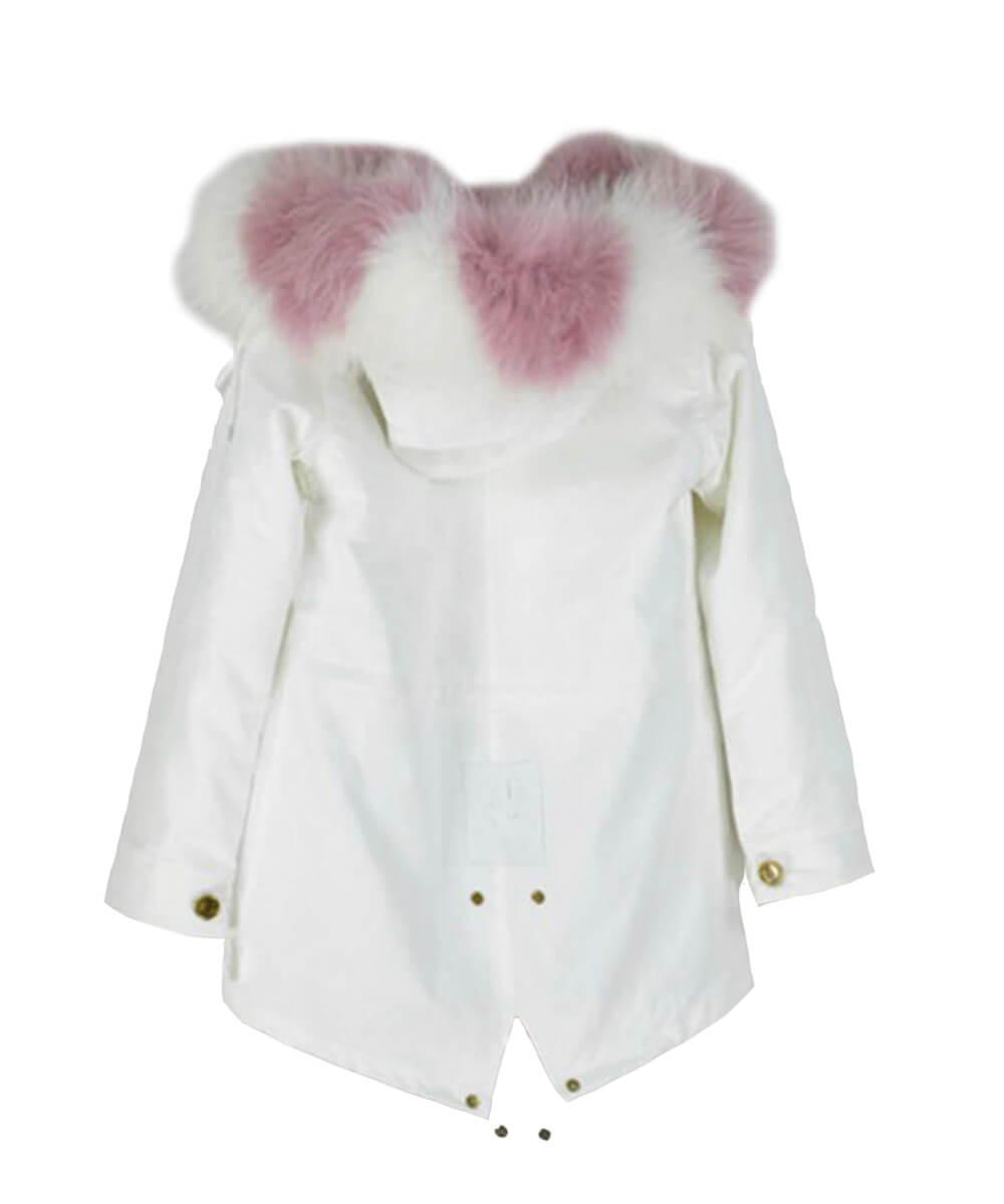 Women's Winter Parka Jacket - White & Pink Waterproof Warm Coat for Cold Weather | Outdoor Activities, Snow Sports & Daily Wear