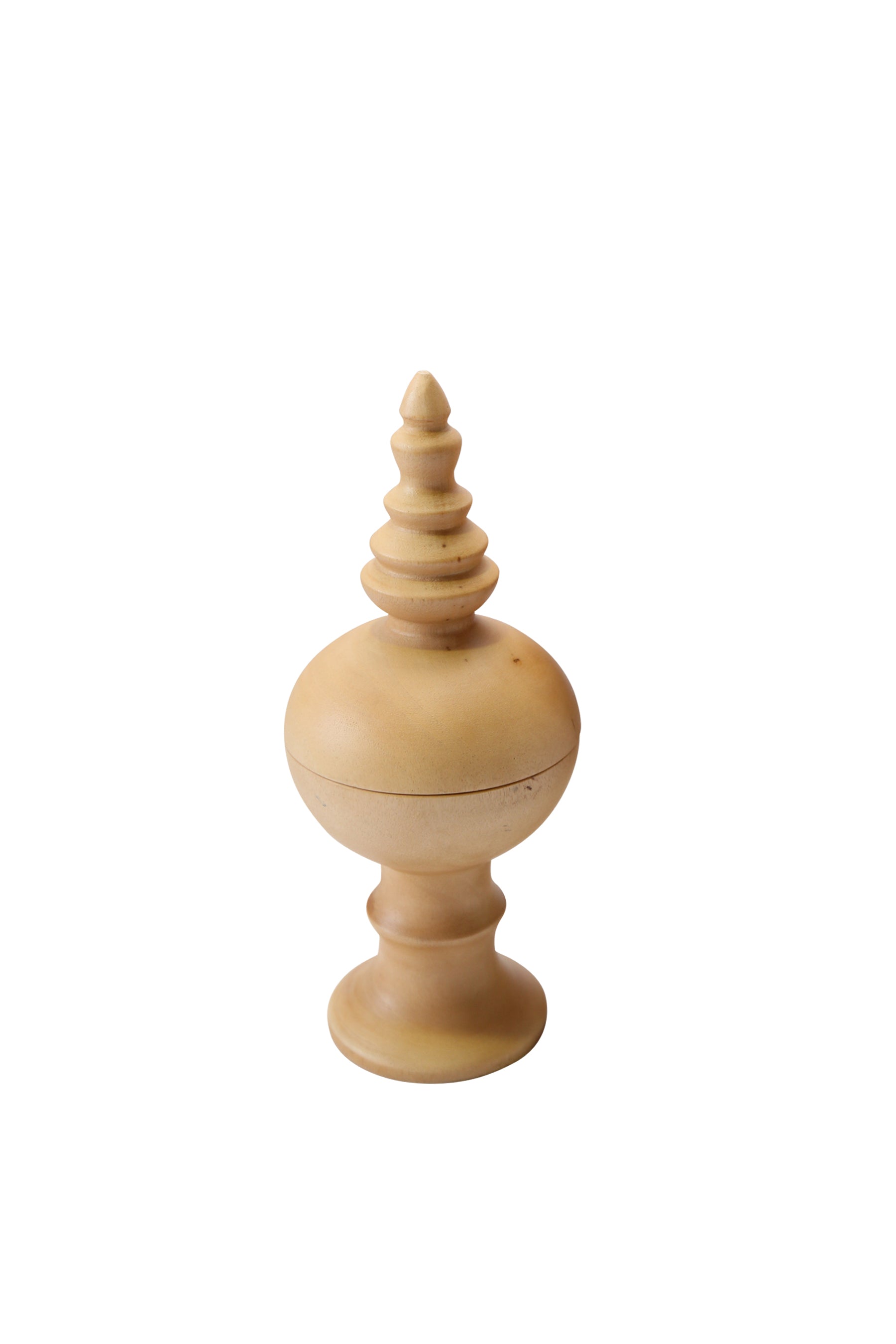 Hand Carved Small Husk Finial - Decorative Wooden Accent for Home, Furniture & DIY Projects - Perfect for Cabinets, Doors & Crafting