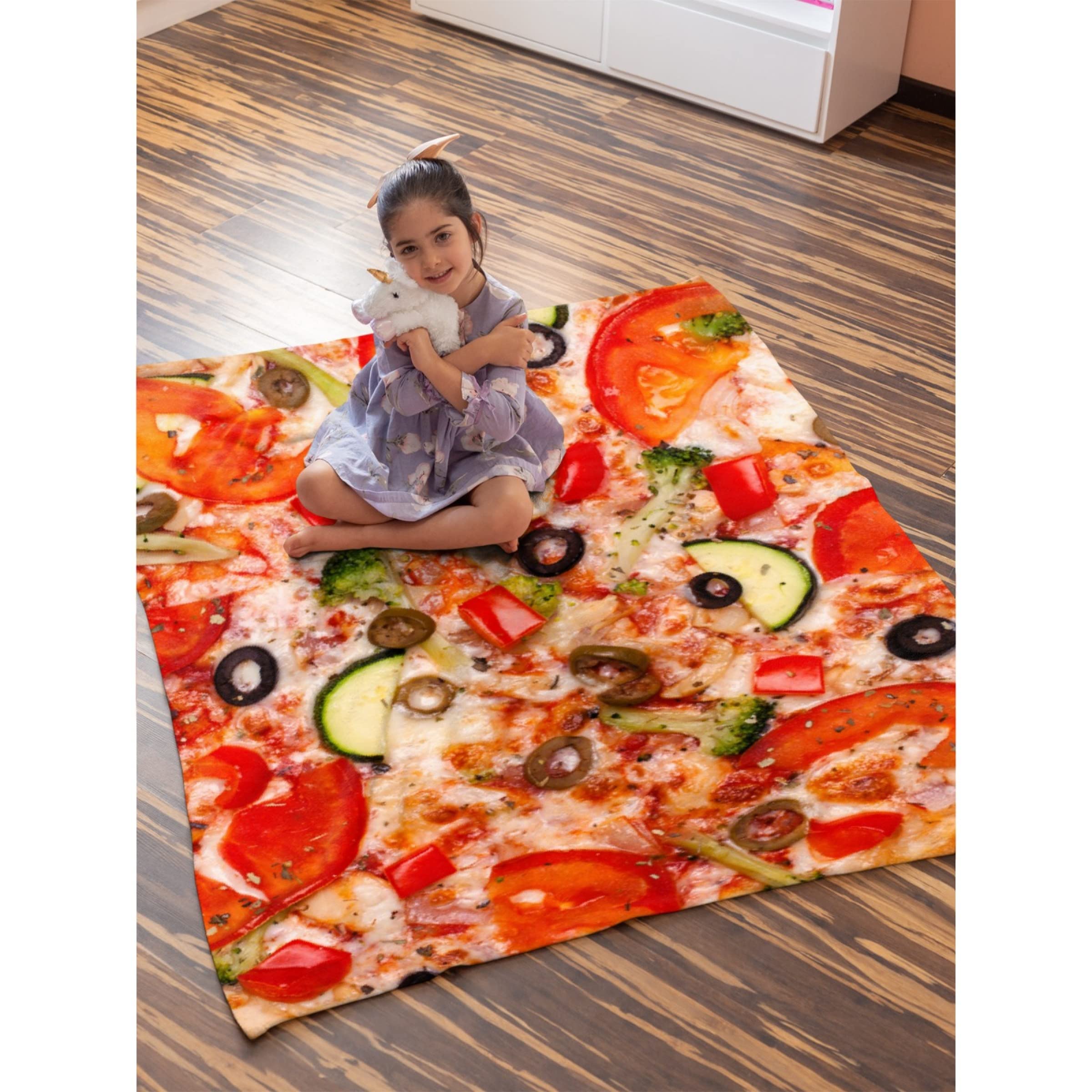 **Darani Realistic Pizza Print Flannel Throw Blanket - Super Soft, Lightweight & Cozy - 120x90 Inches Extra Large - Perfect for Family Movie Nights, Bedroom Decor & Winter Warmth**