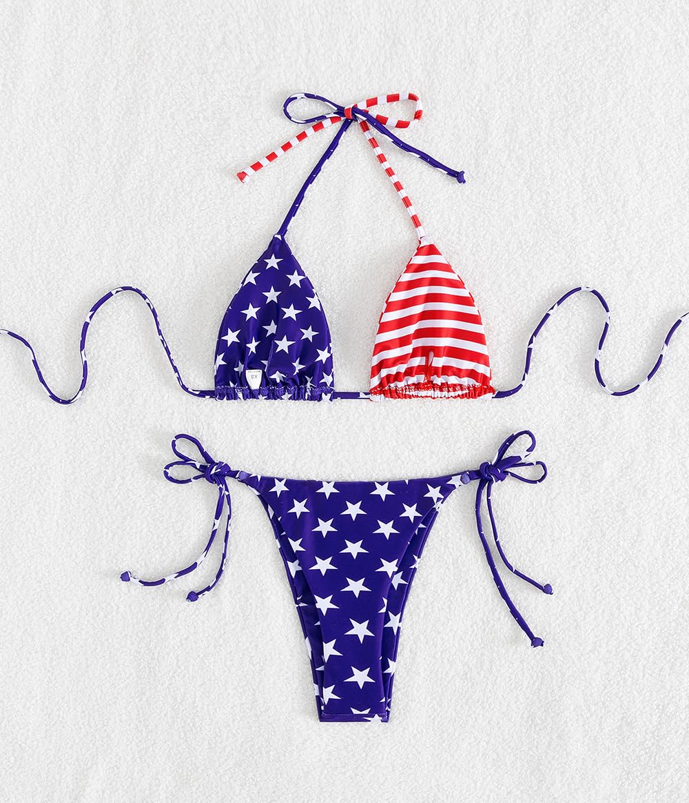 Sexy Women's Halter Thong Bikini Set - Adjustable Tie Side Triangle Bikini Swimwear for Beach, Pool & Summer Vacation